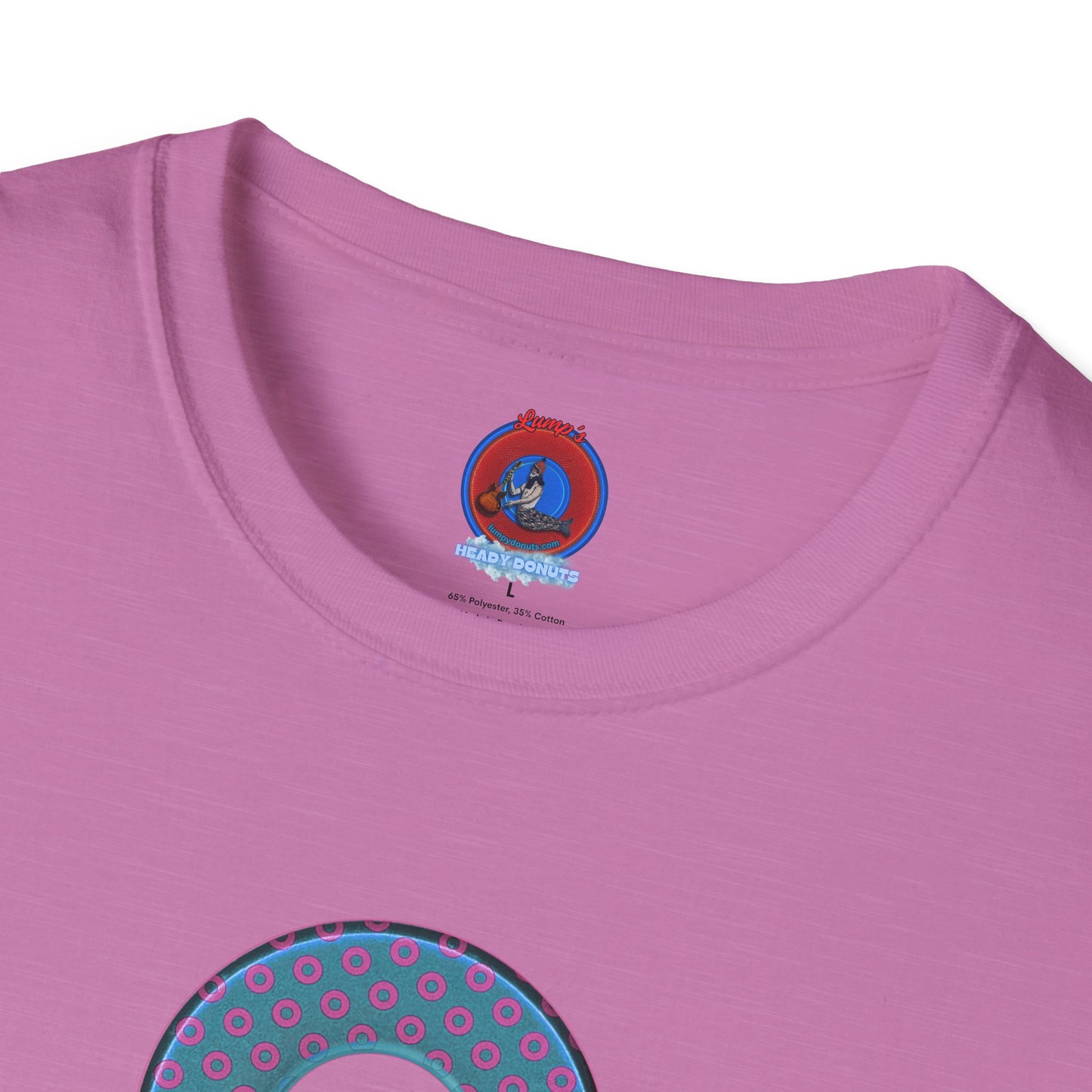 Plain Donuts/Unisex Soft-Style - "Plain Electric Paradoxical Donuts" - light blue/magenta donuts
