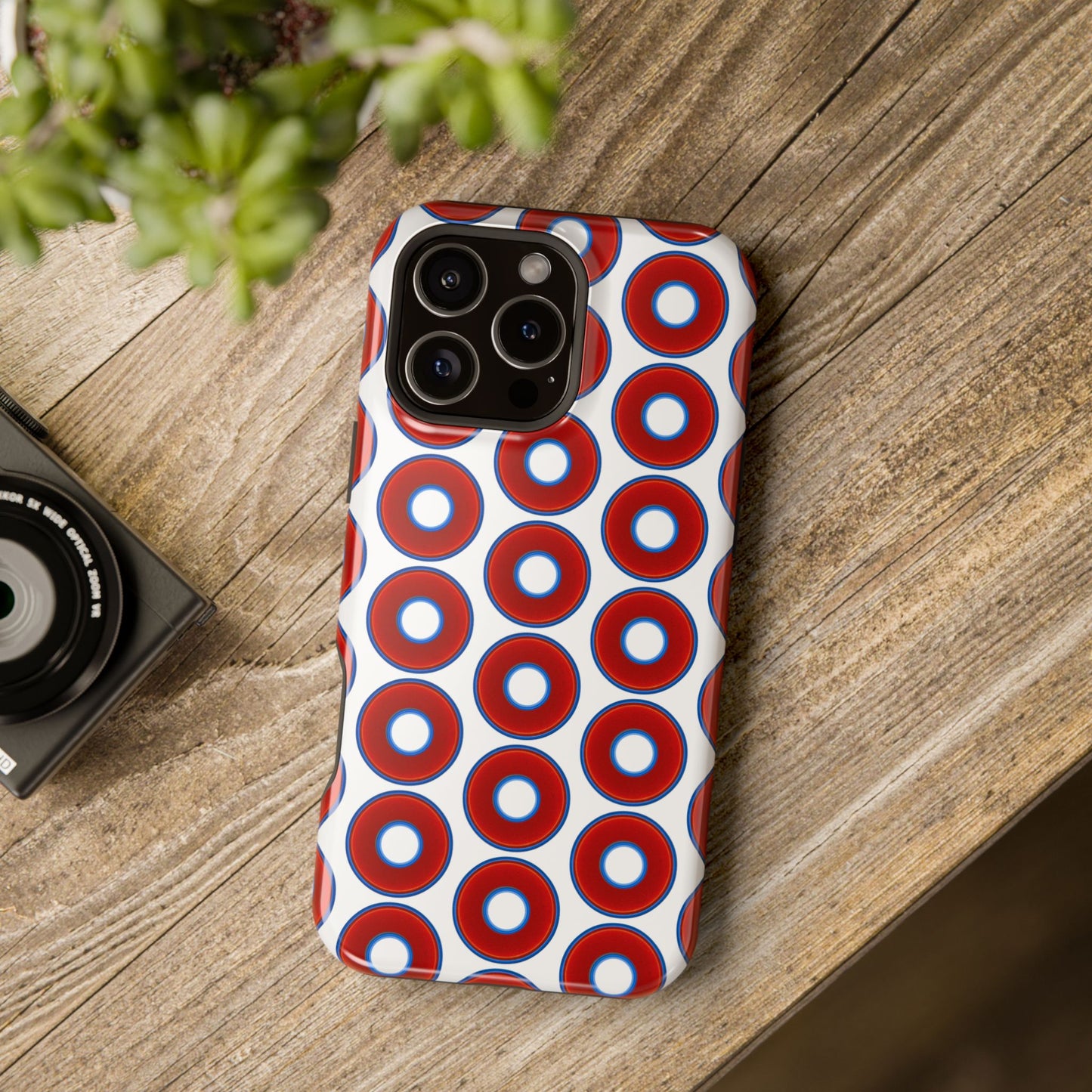 Magnetic Tough Donut Case - red vivid donut print w/white background