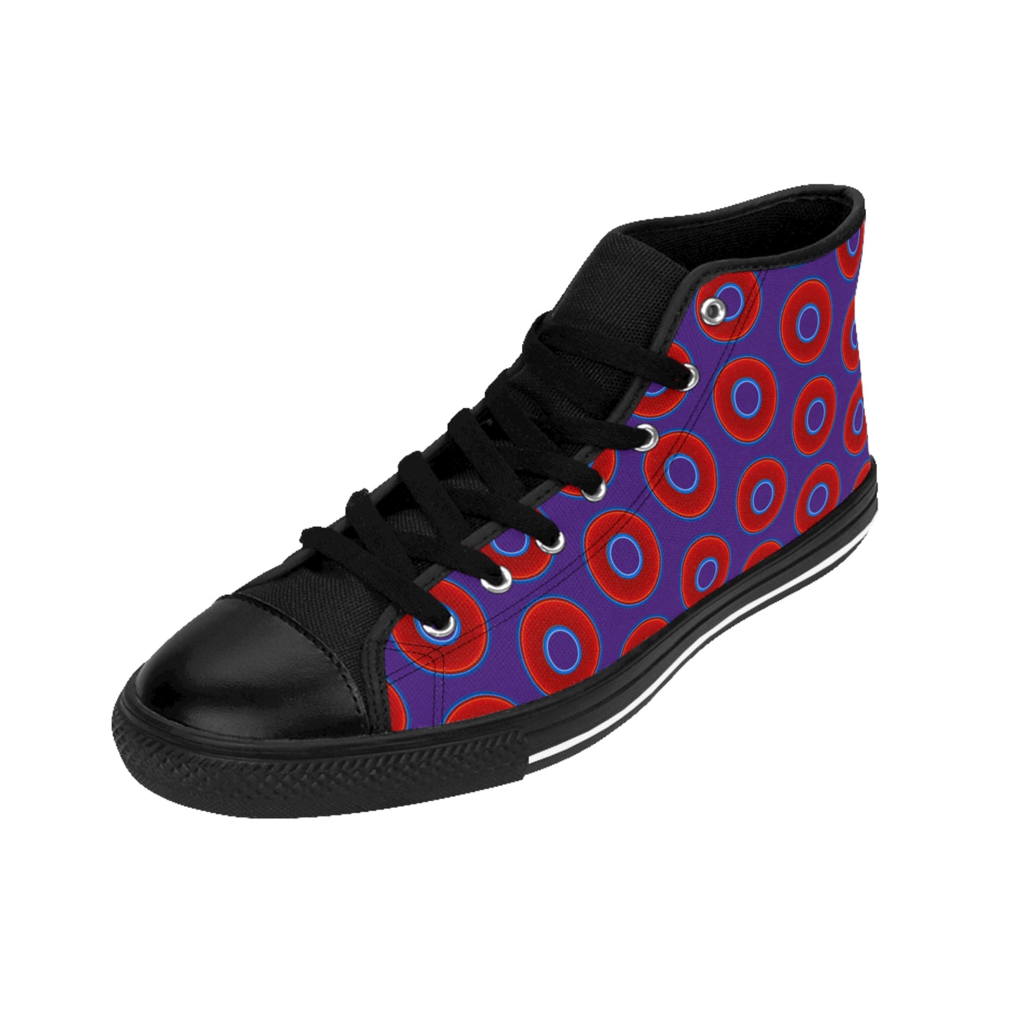 Men's Cushiony Convectors - High Tops - red vivid donuts w/purple background
