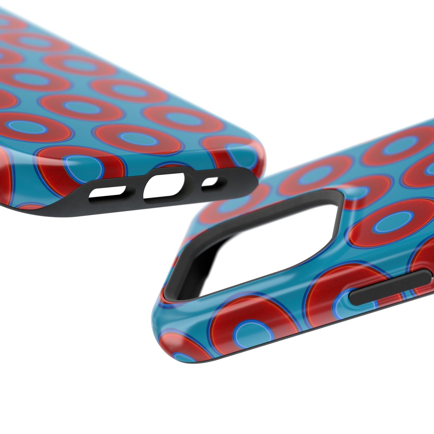 Magnetic Tough Donut Case - red vivid donut print w/aquamarine blue background