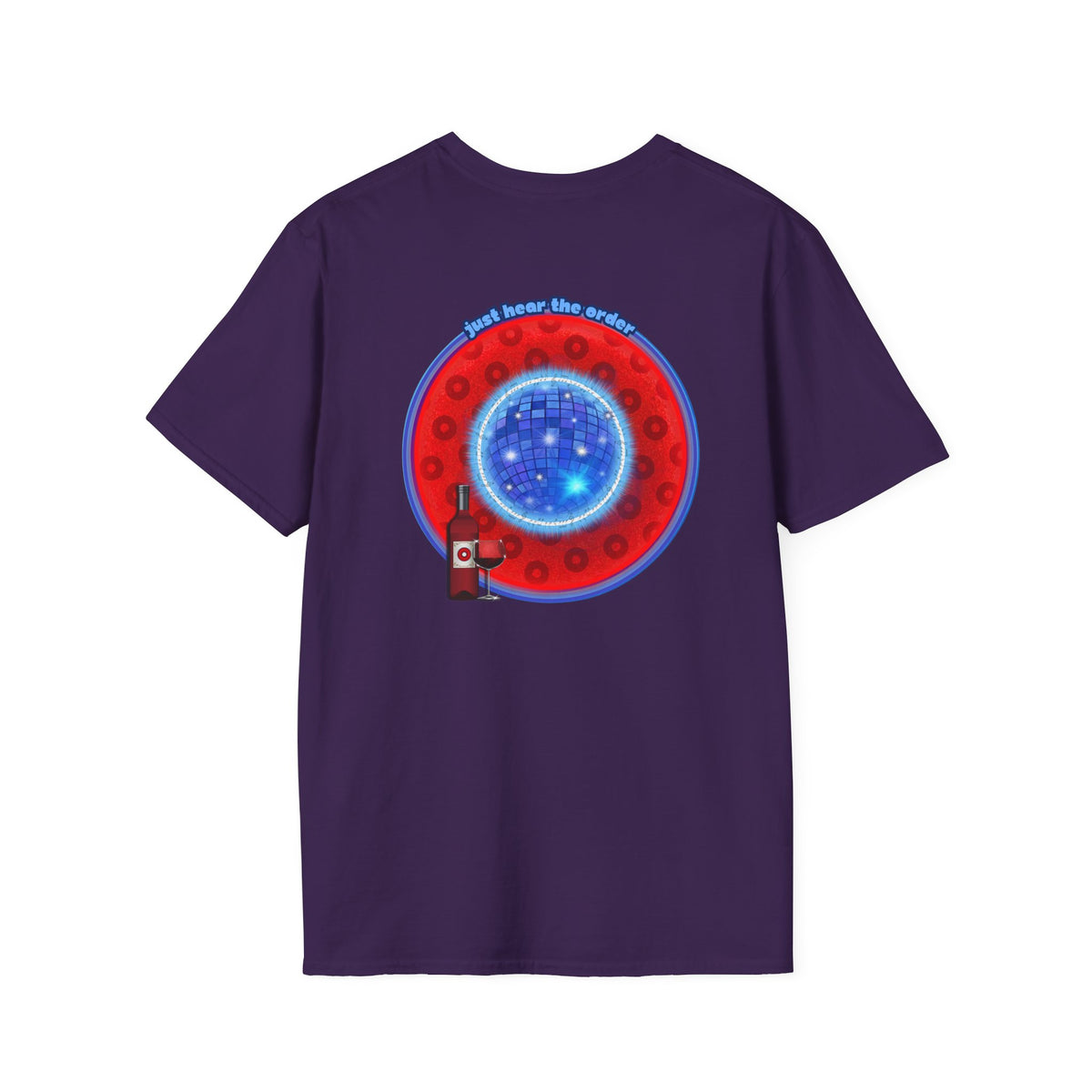 Classic Donut Tee - Unisex Soft-Style - "The Skipper's Donut" - red/blue paradoxical widemouthed donut - variant 1