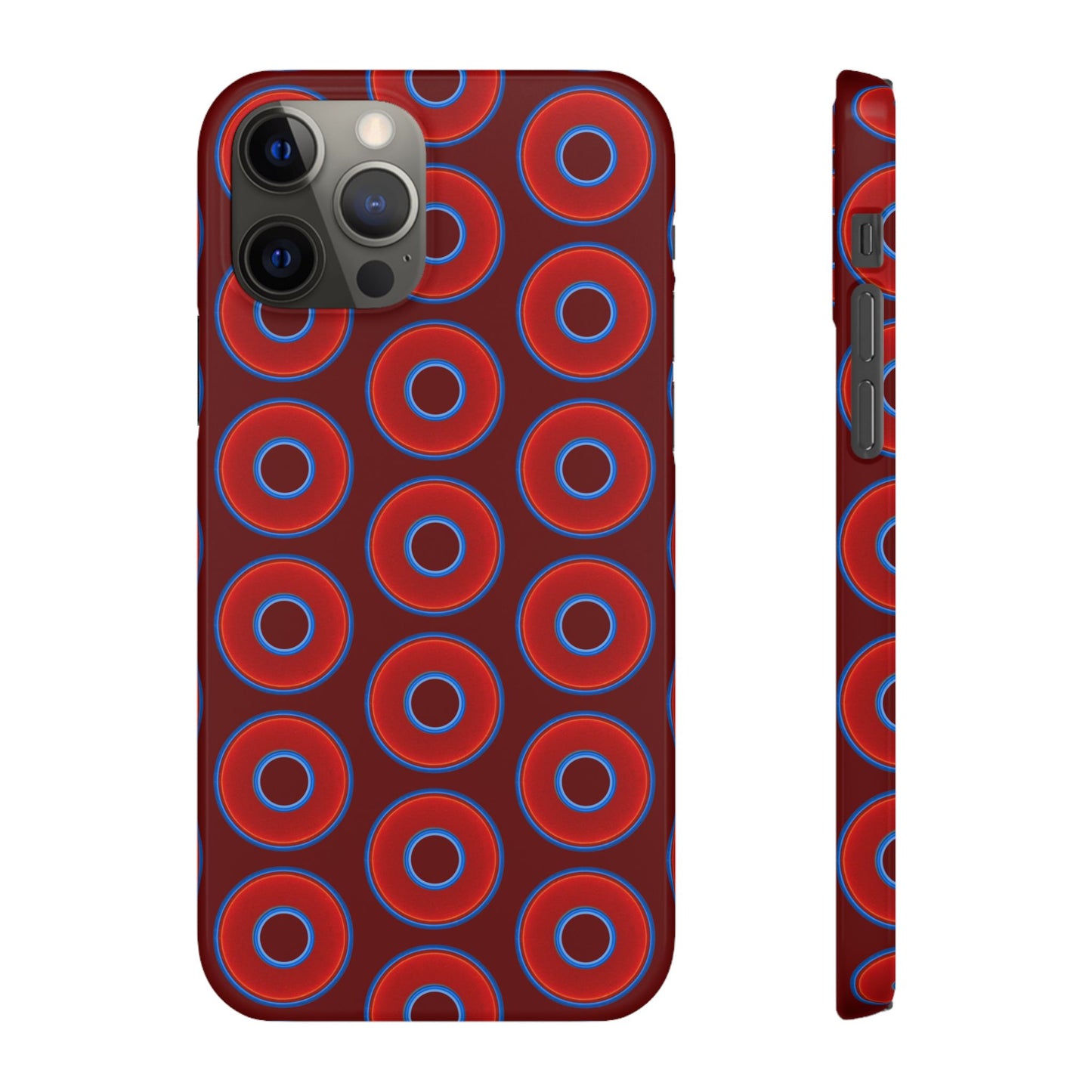Lumpy Donut Snap Case - red vivid donut print w/dark red background