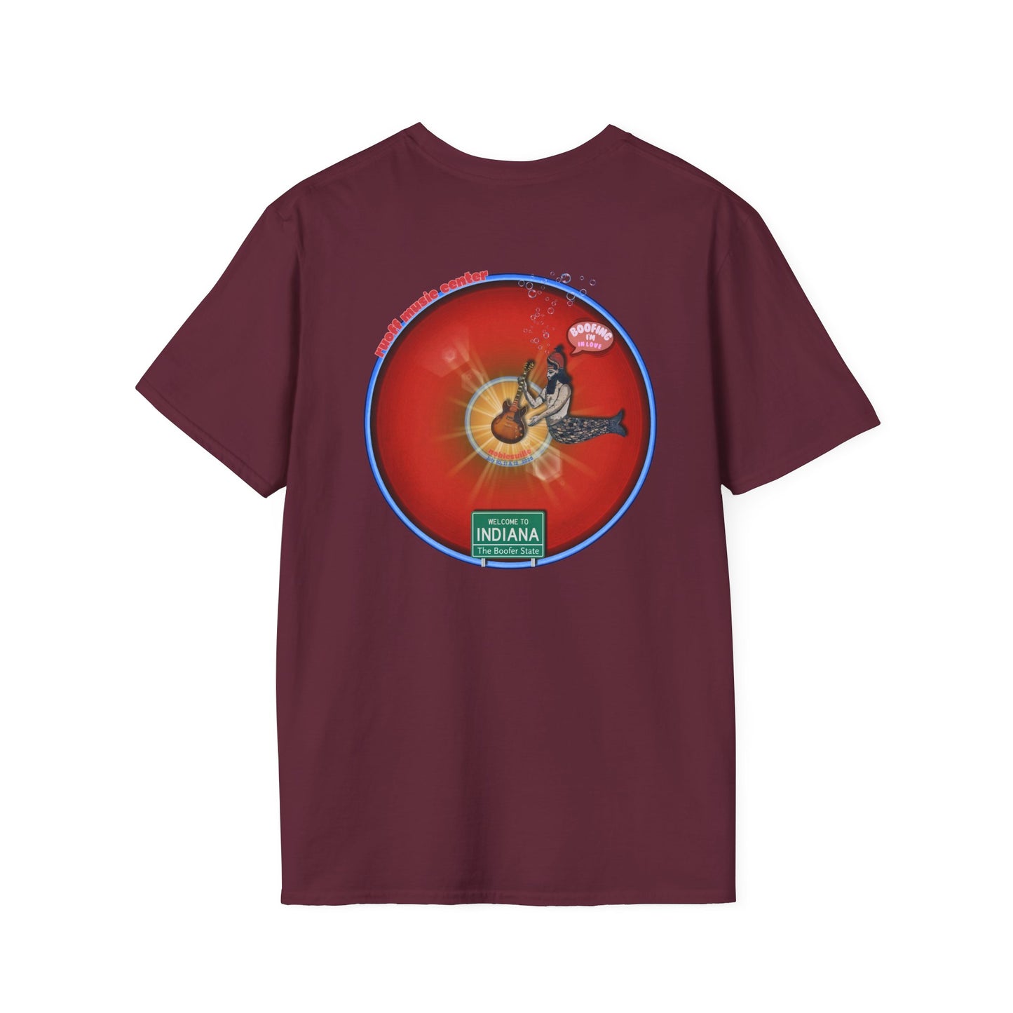 Classic Donut Tee - Unisex Soft-Style - "Indiana is for Boofers" - vivid red/blue plumpy donut - variant 1 - w/toppings