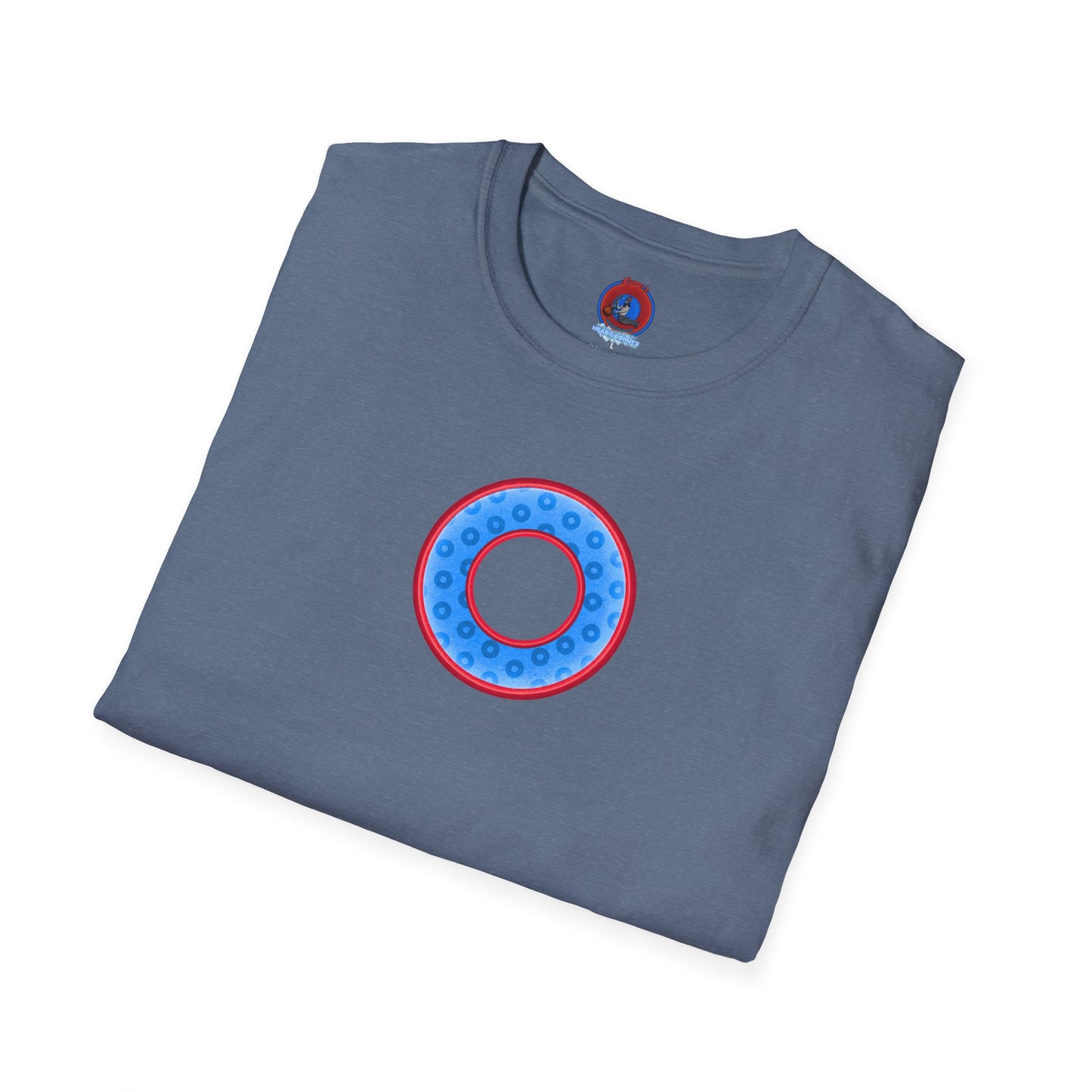 Plain Donuts/Unisex Soft-Style - "Plain Wide Mouthed Paradoxical Donuts" - light blue/red donuts