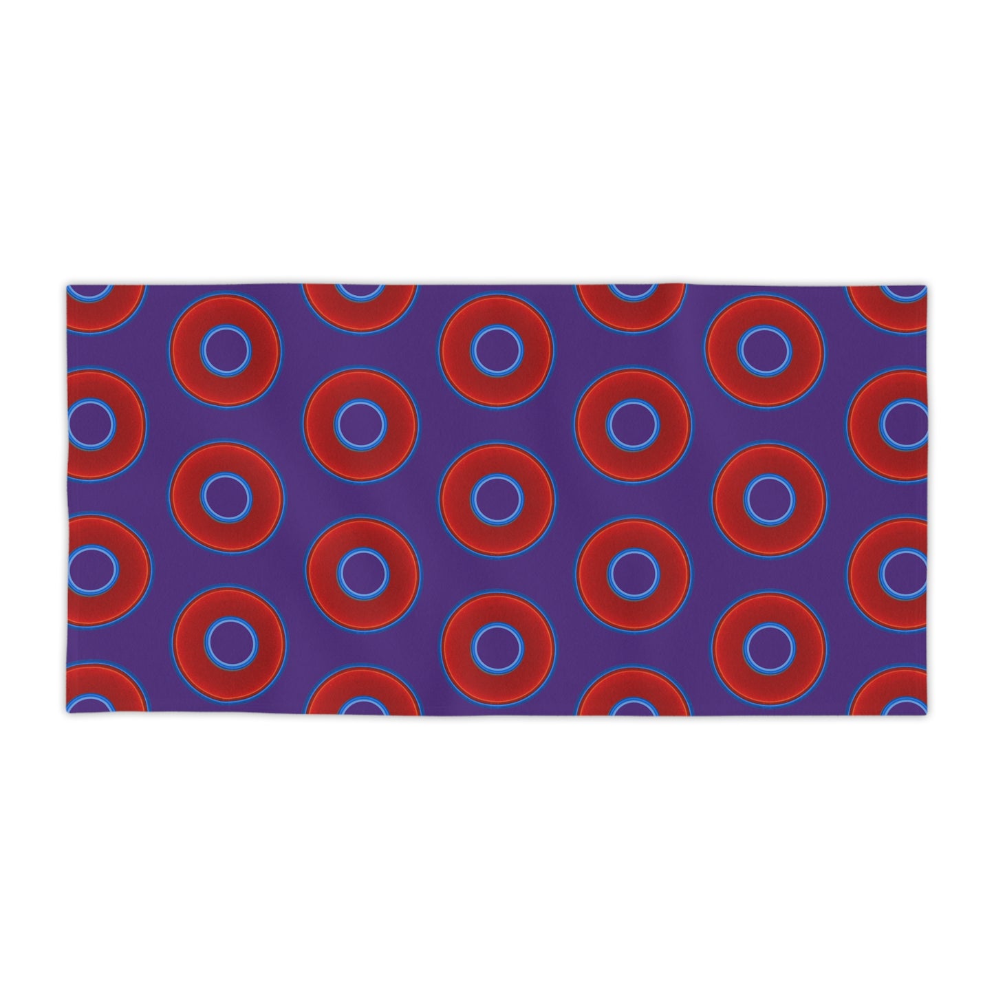 Lumpy Donut Towels - vivid red donuts w/purple background