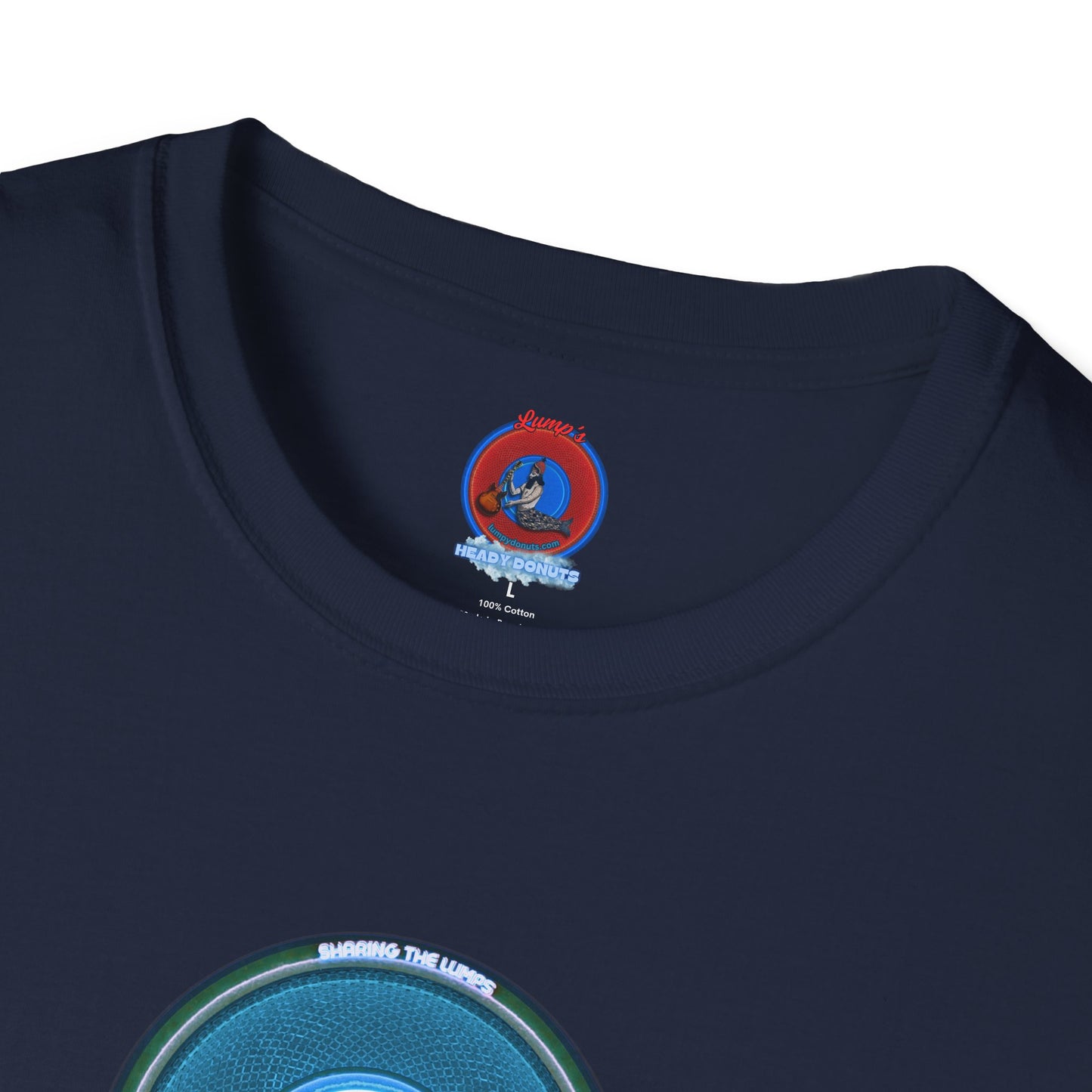 Classic Donut Tee - Unisex Soft-Style - "Lumpy Collective Donut" - aquamarine blue/green lumpy donut - variant 3