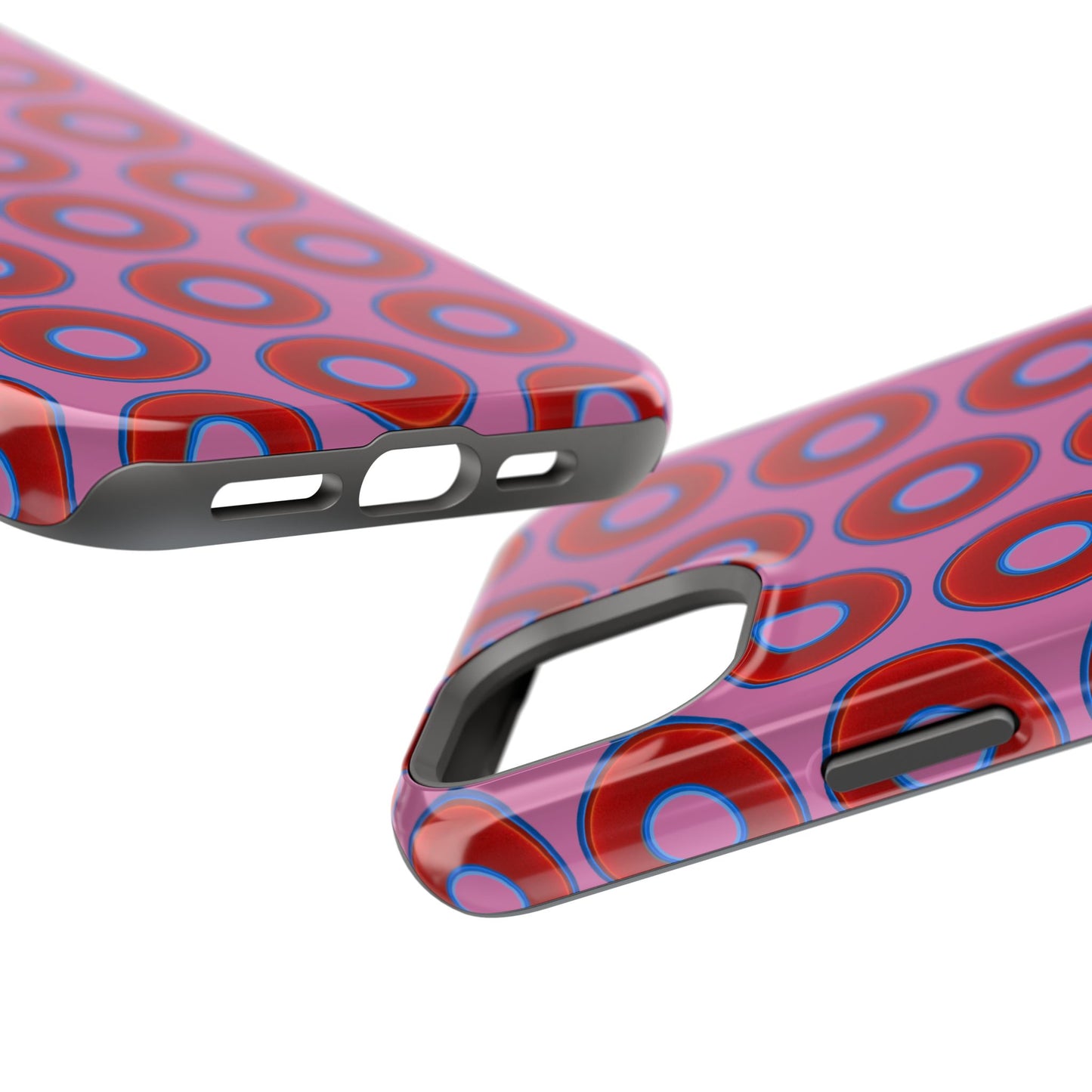 Impact-Resistant Lumpy Donut Case - red vivid donut print w/pink background