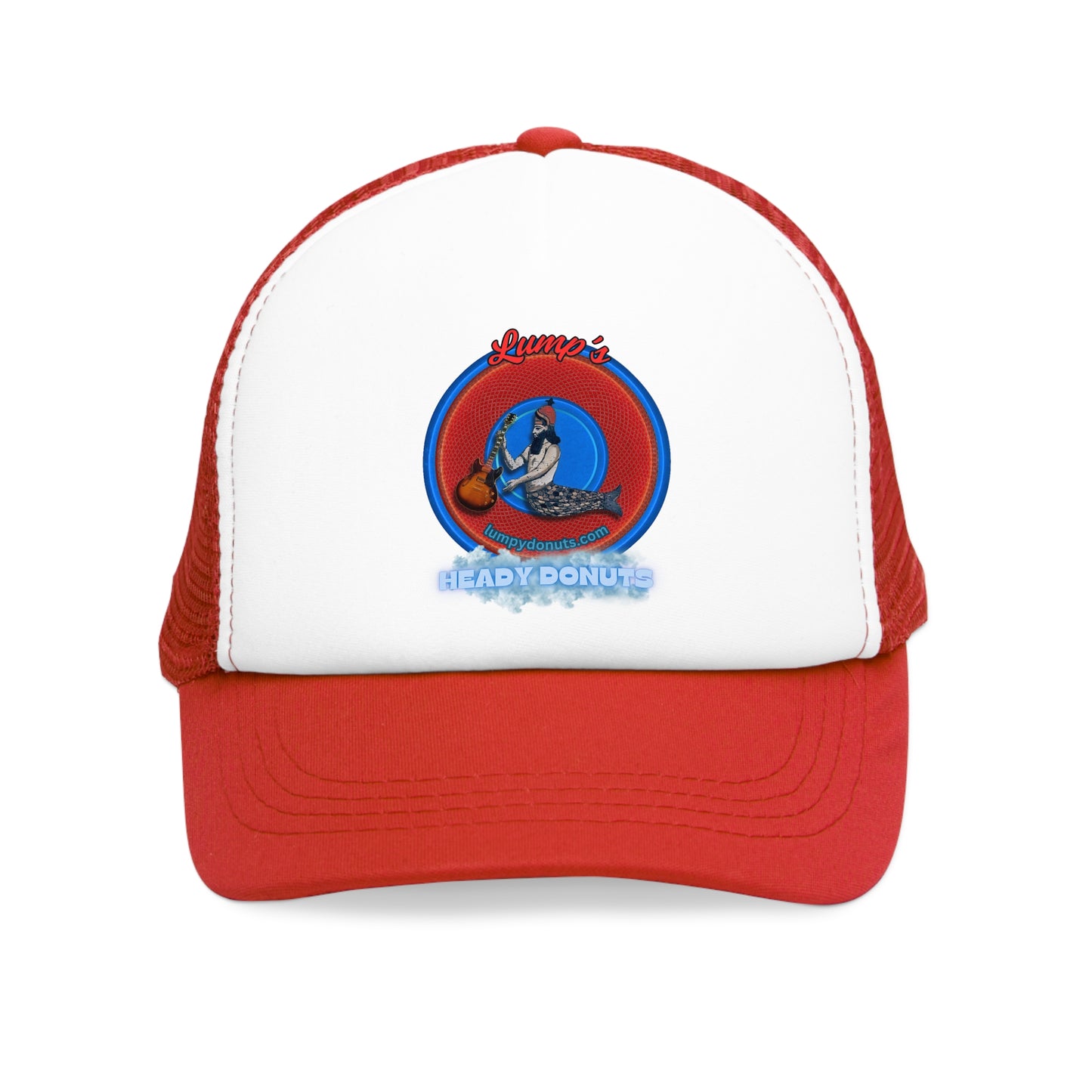 Lumpy Trucker Hat - "Lump the Lumpy Lumping Trucker" - logo - red donut