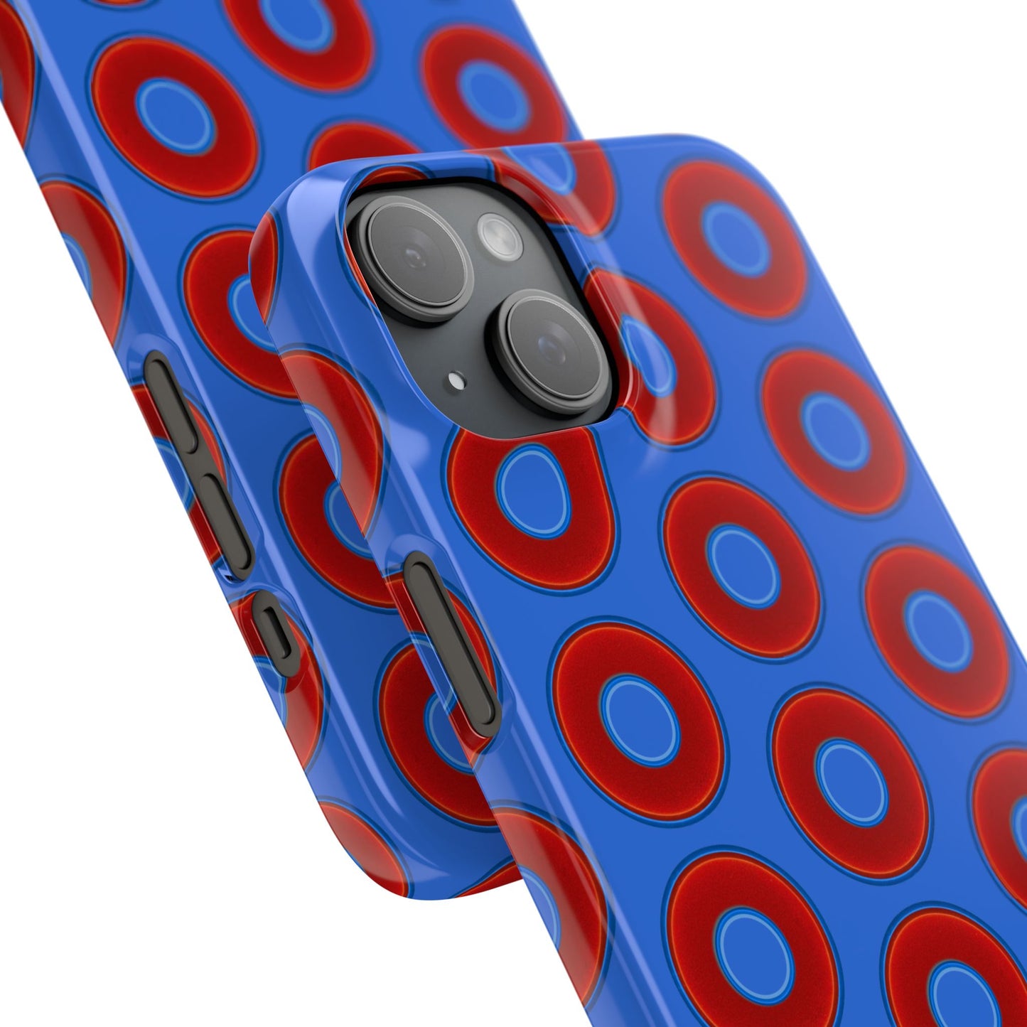Lumpy Donut Snap Case - red vivid donut print w/medium royal blue background