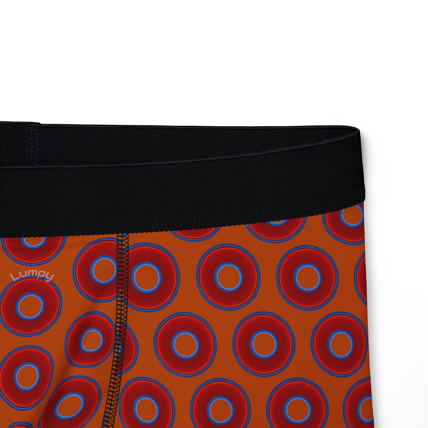 Men's Donut Boxers - red vivid donuts w/dark orange background