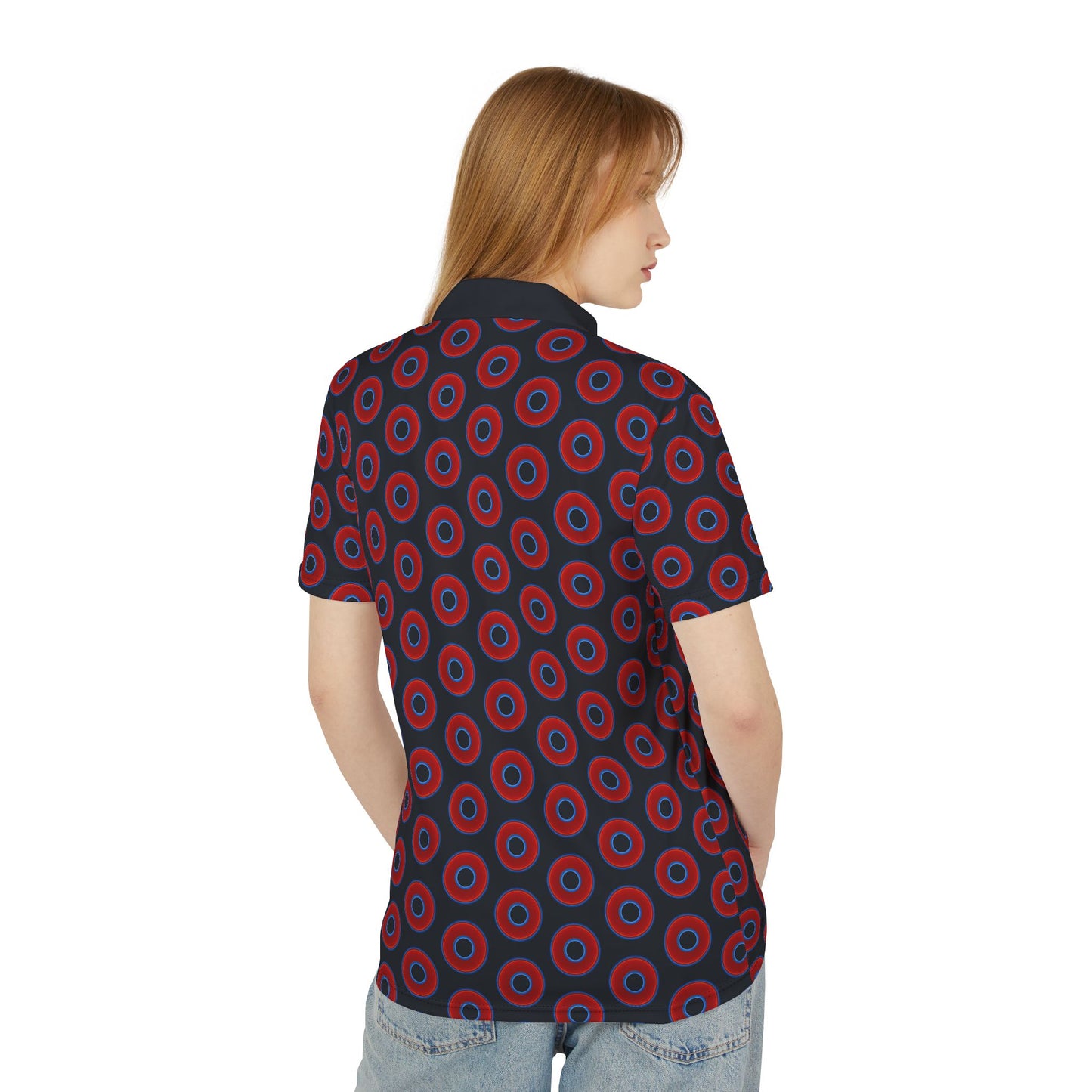 AOP Donut Polo - vivid donut print w/blue charcoal background [unisex]