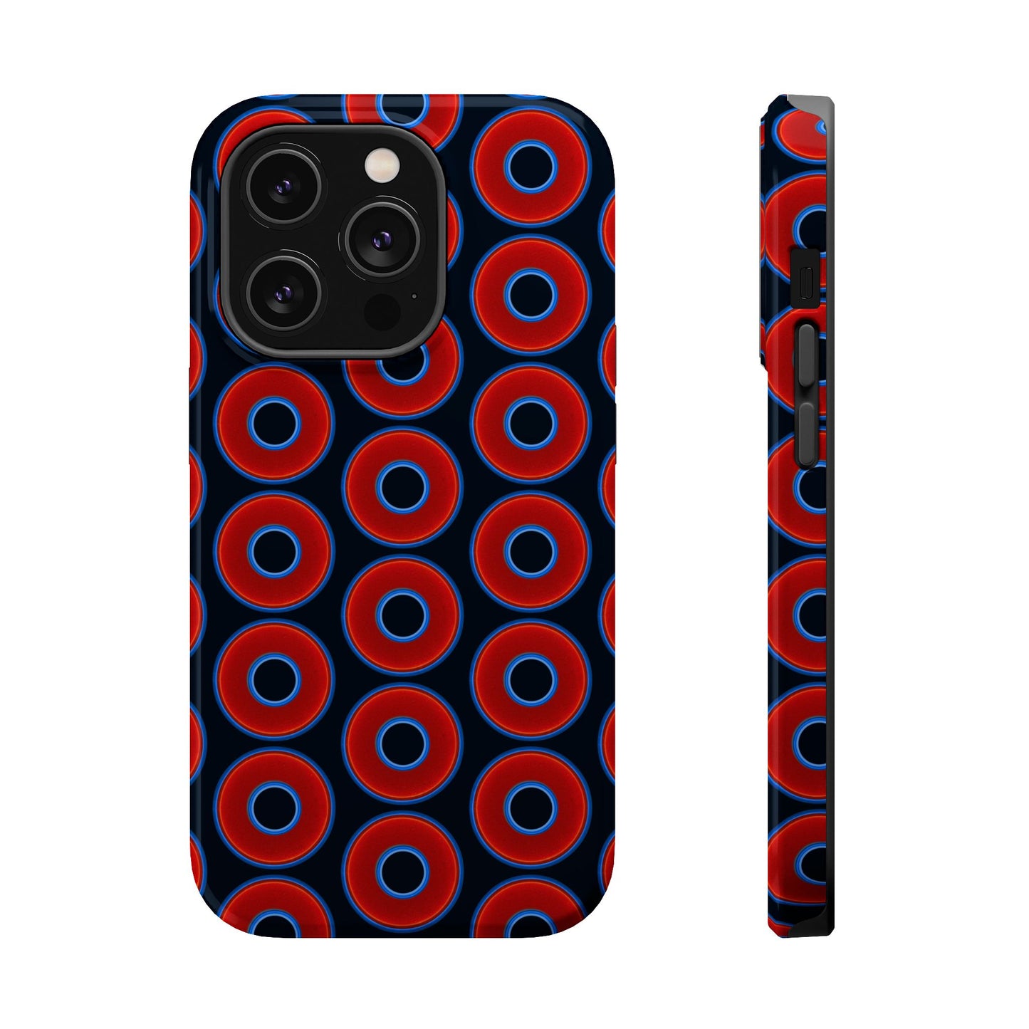 Magnetic Tough Donut Case - red vivid donut print w/blue charcoal background