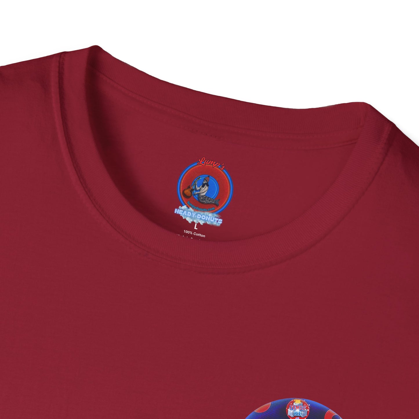 Classic Donut Tee - Unisex Soft-Style - "Blow this Popsicle Stand" - blue/red paradox bomb pop donut - variant 2