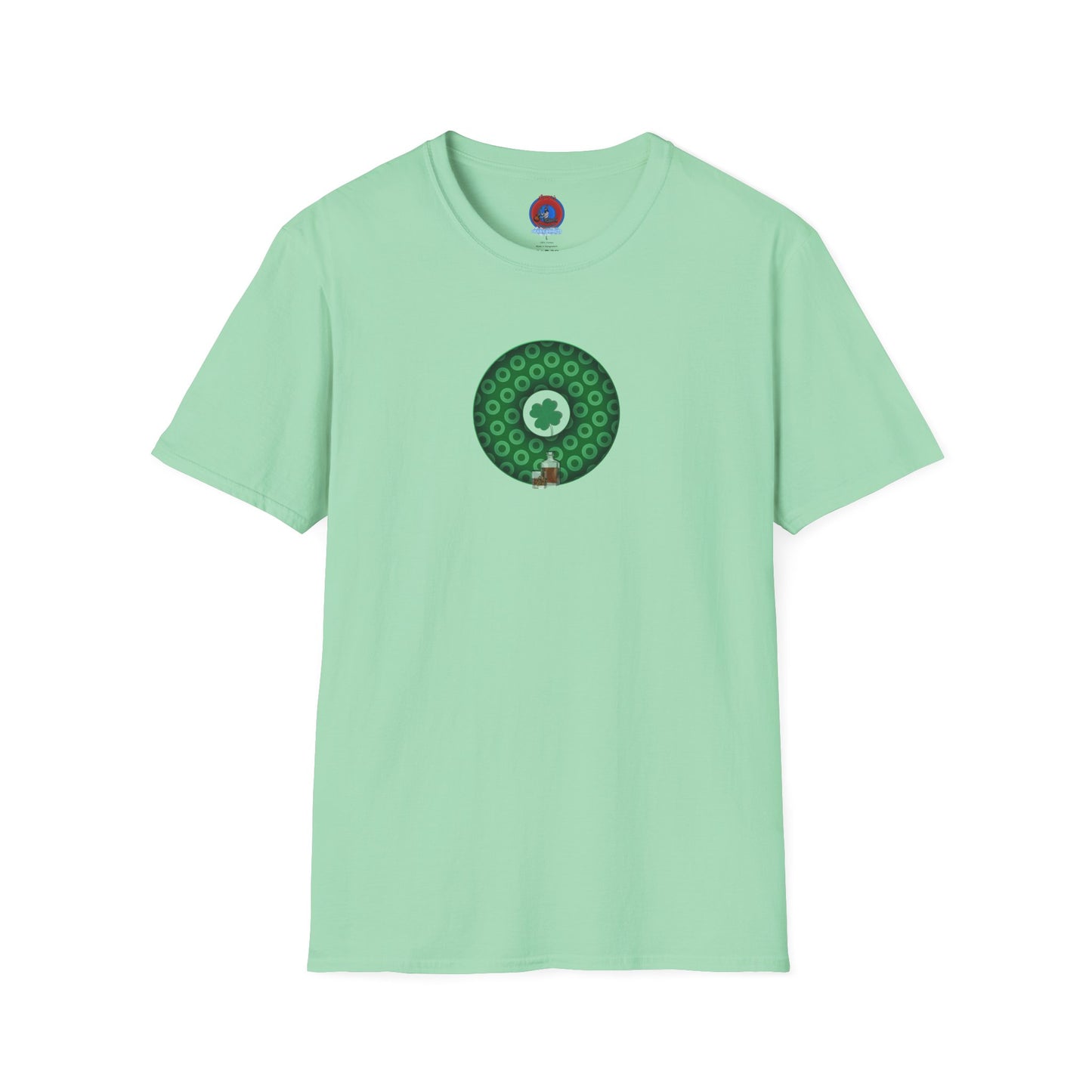 Classic Donut Tee - Unisex Soft-Style - "Patron Saint of Donuts" - St. Patrick's Day Donut - w/whiskey - holiday edition - variant 2