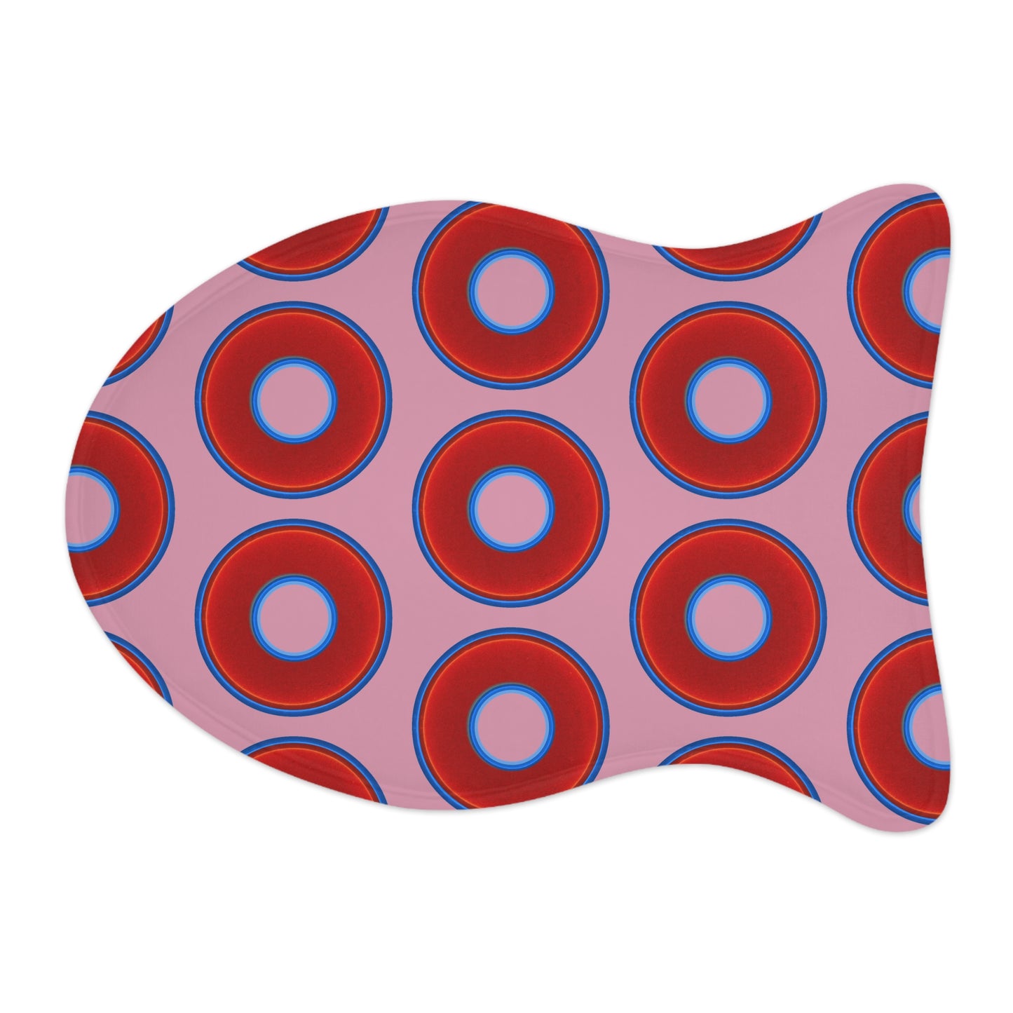 Wendy's Lumpy Pet Feed Mat - vivid red donuts w/pale magenta background