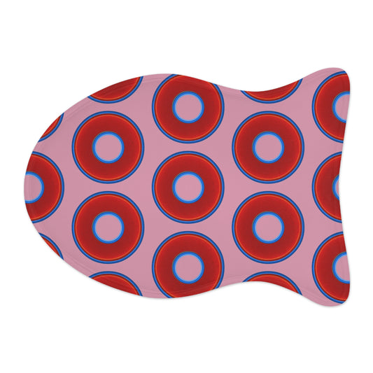 Wendy's Lumpy Pet Feed Mat - vivid red donuts w/pale magenta background