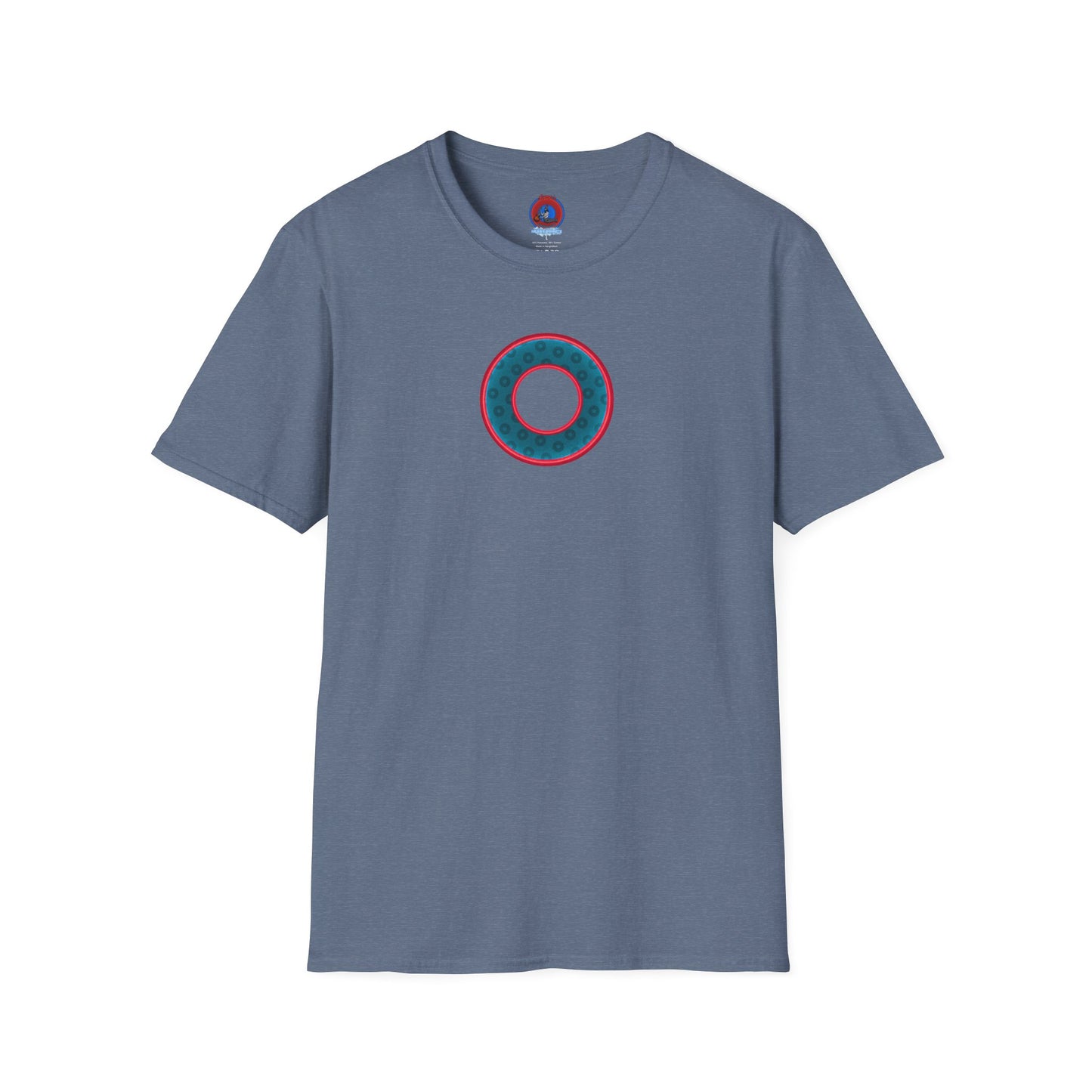 Plain Donuts/Unisex Soft-Style - "Plain Wide Mouthed Paradoxical Donuts" - dark aquamarine blue/red donuts