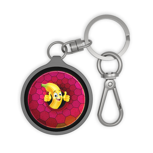 Lumpy Donut Keychain - "Dis Sheet, it's Bananas" - series 1.0 - variant 6 - magenta hexadonut