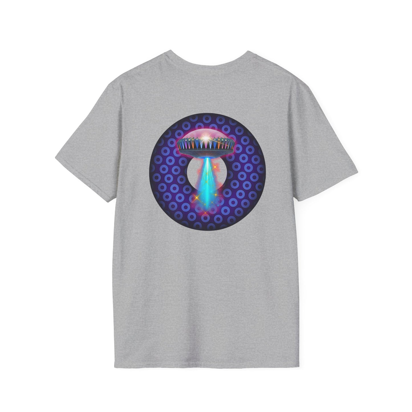 Classic Donut Tee - Unisex Soft-Style - "Donuts now Served on the Mothership" - series 1.0  - variant 5  - purple/violet paradoxical donut