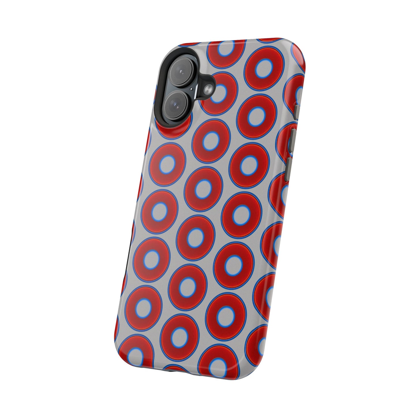 Magnetic Tough Donut Case - red vivid donut print w/light gray background