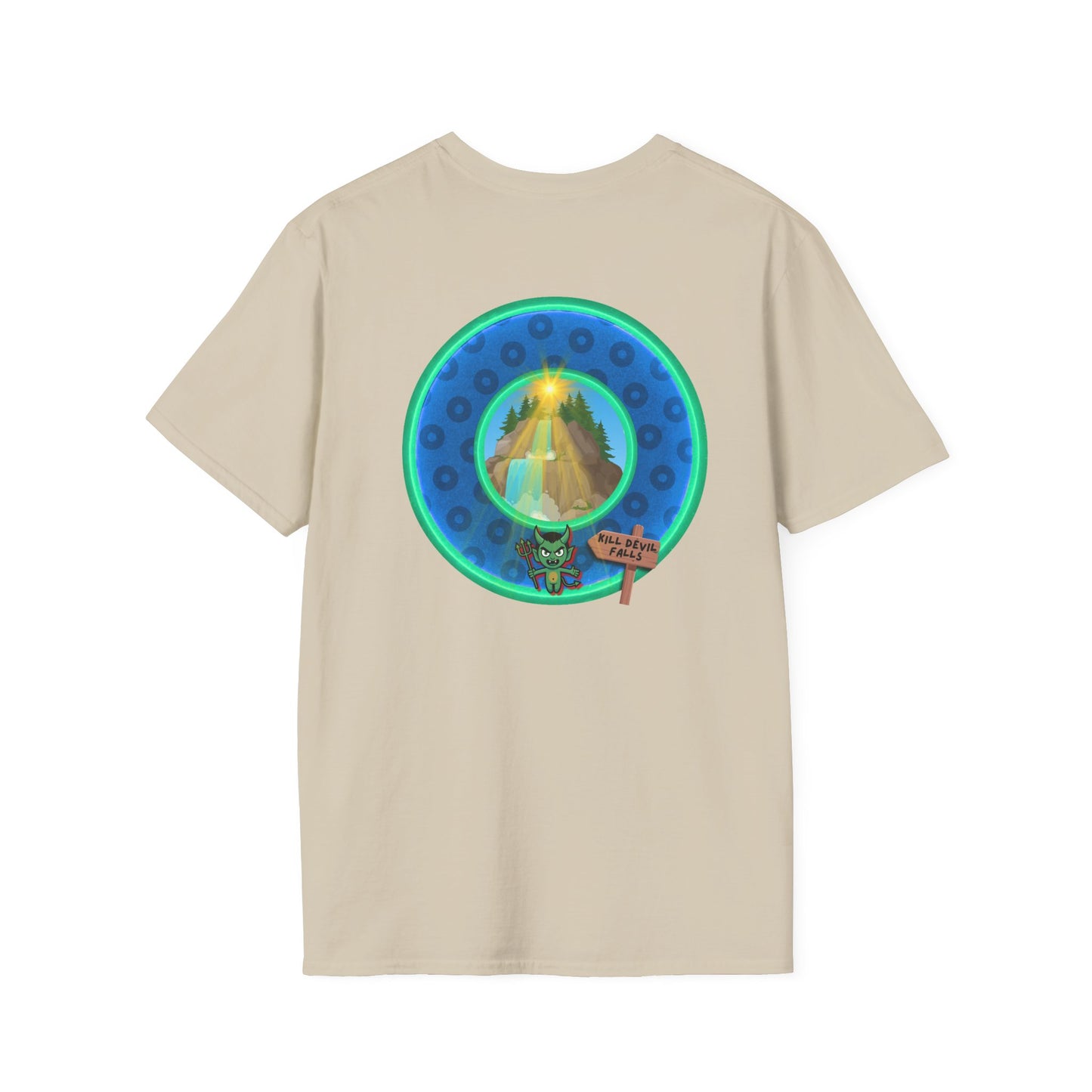 Classic Donut Tee - Unisex Soft-Style - "Devil's Drowning Donuts" - blue/green paradox donut