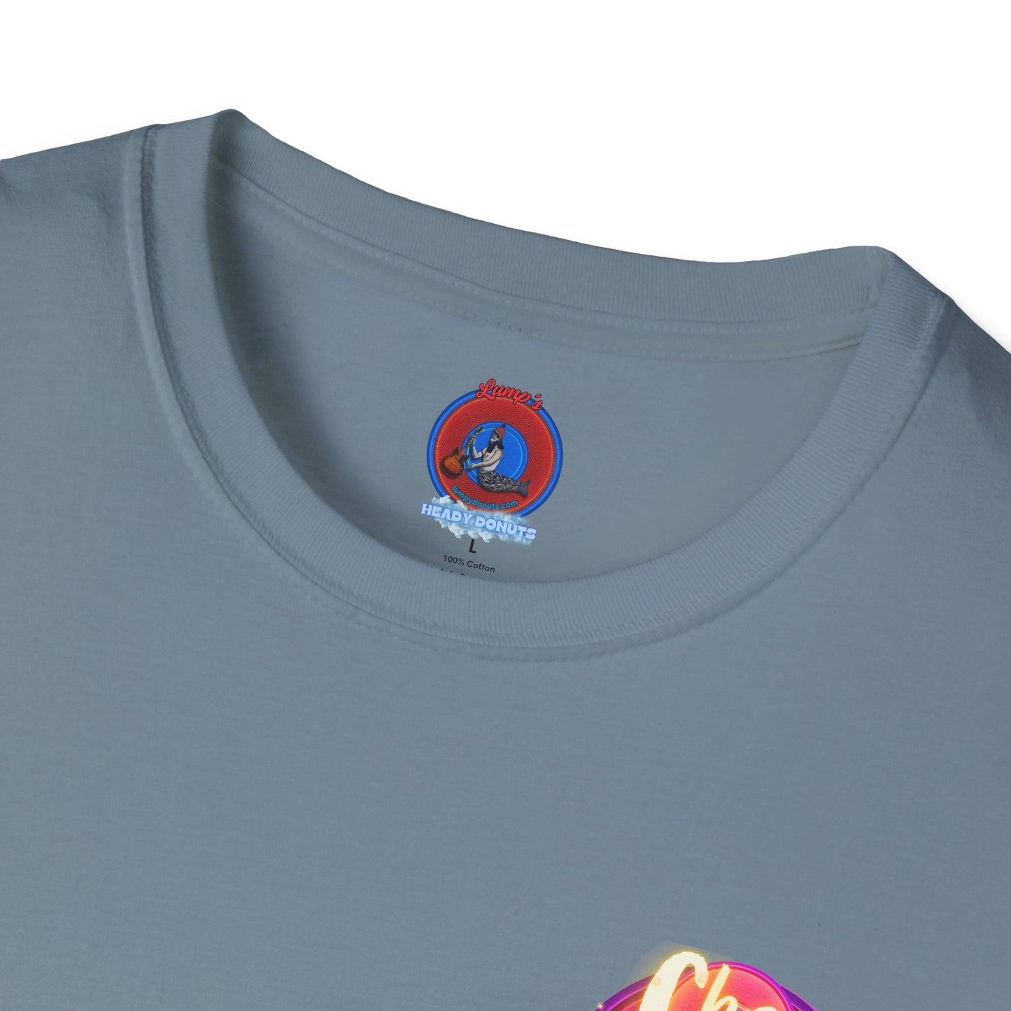 Classic Donut Tee - Unisex Soft-Style - "Cher-ing is Caring" - series 1.0  - variant 1 - magenta donuts [*charitable donut]