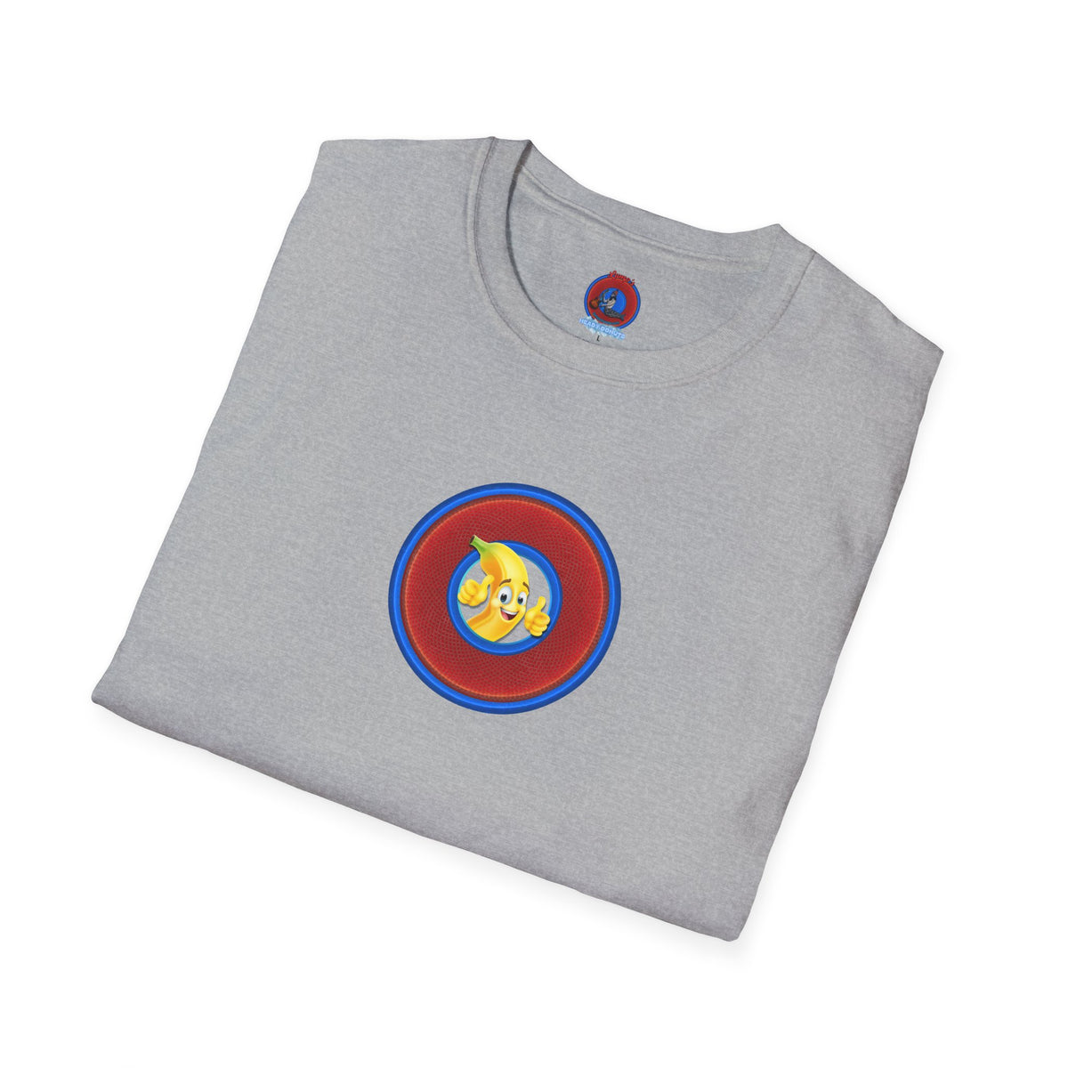 Classic Donut Tee - Unisex Soft-Style - "Dis sheet, it's bananas!" - series 1.0 - variant 6 - traditional red/blue donut