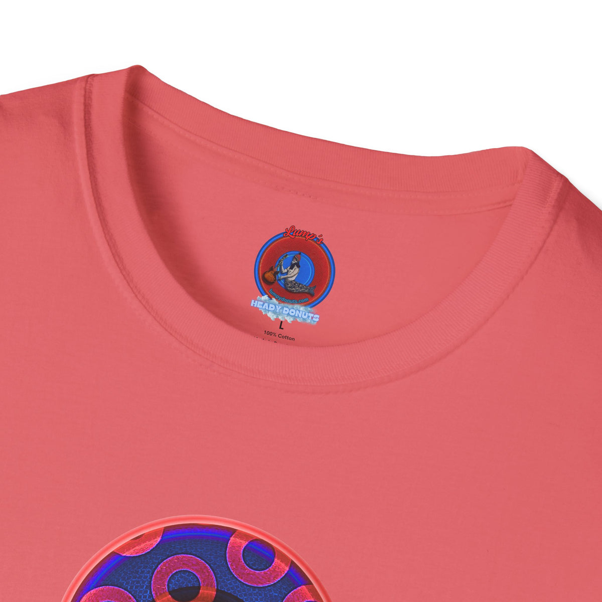 Classic Donut Tee - Unisex Soft-Style - "Wooked Cream - YEMSG Donut " - dark electric blue/red rustic paradox donut - variant 2