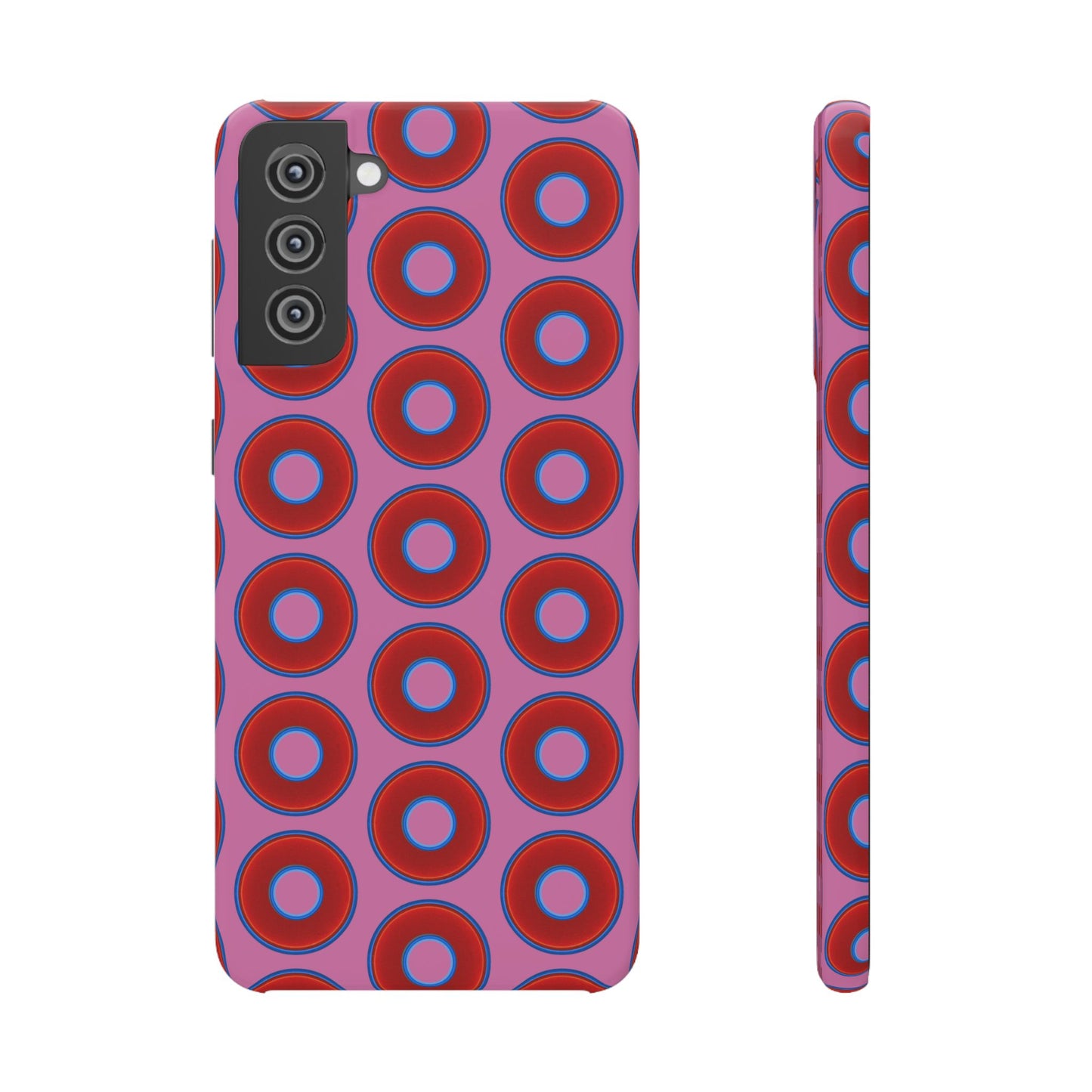 Lumpy Donut Snap Case - red vivid donut print w/light pink background