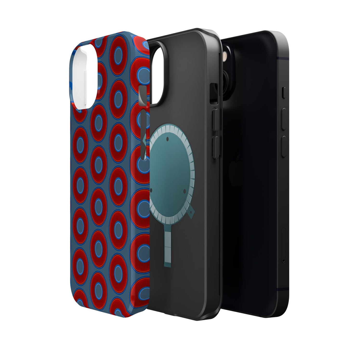 Magnetic Tough Donut Case - red vivid donut print w/steel blue background