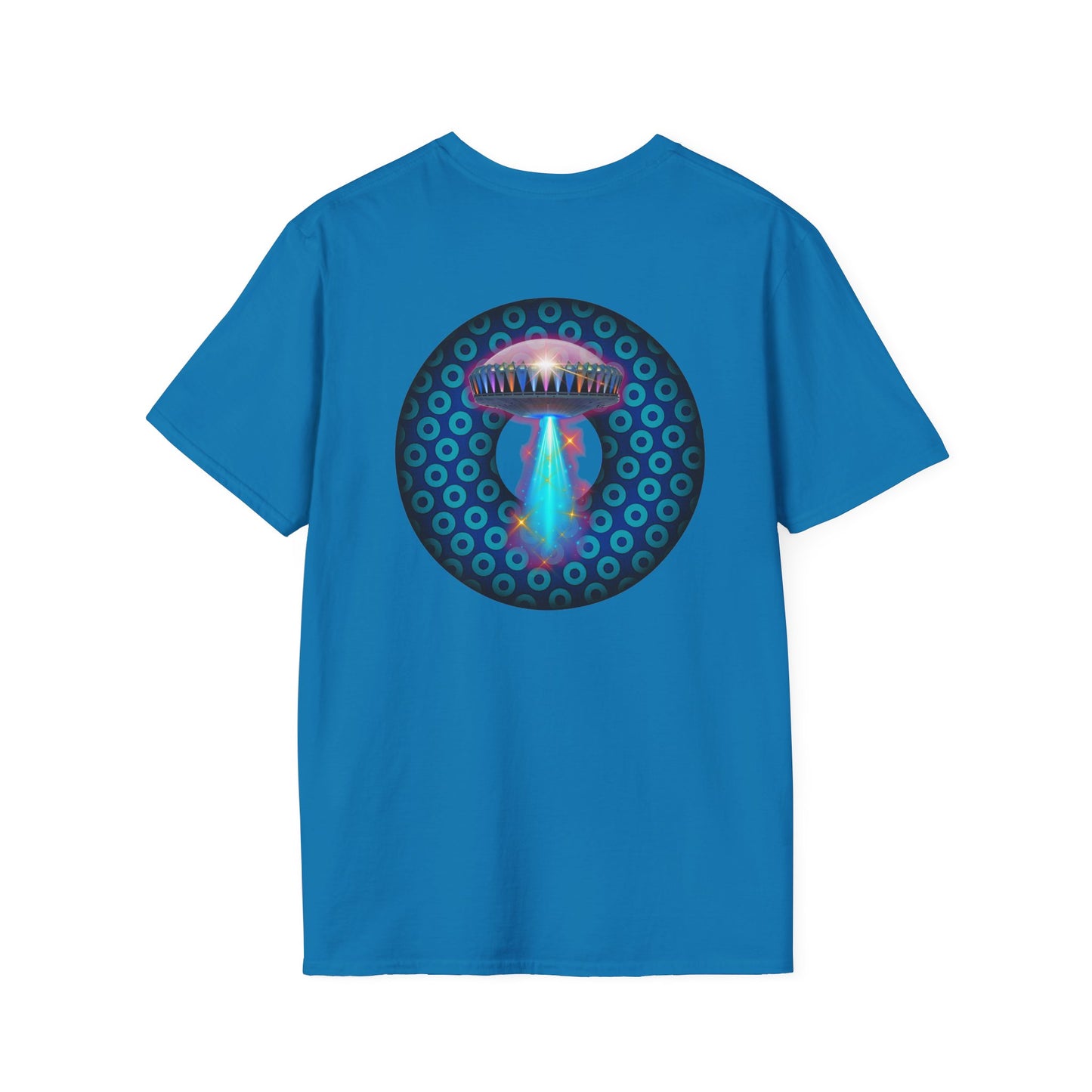 Classic Donut Tee - Unisex Soft-Style - "Donuts now Served on the Mothership" - series 1.0  - variant 3  - magenta/pink donut