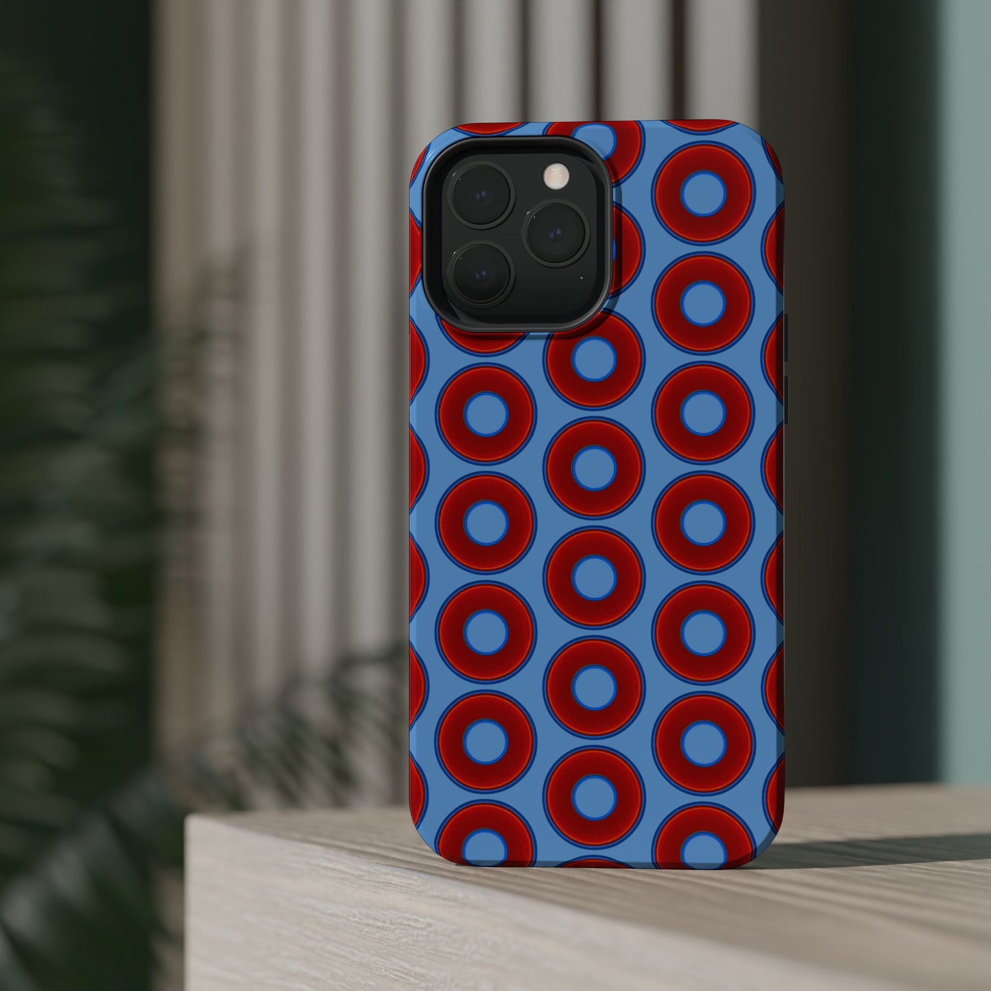 Magnetic Tough Donut Case - red vivid donut print w/light blue background