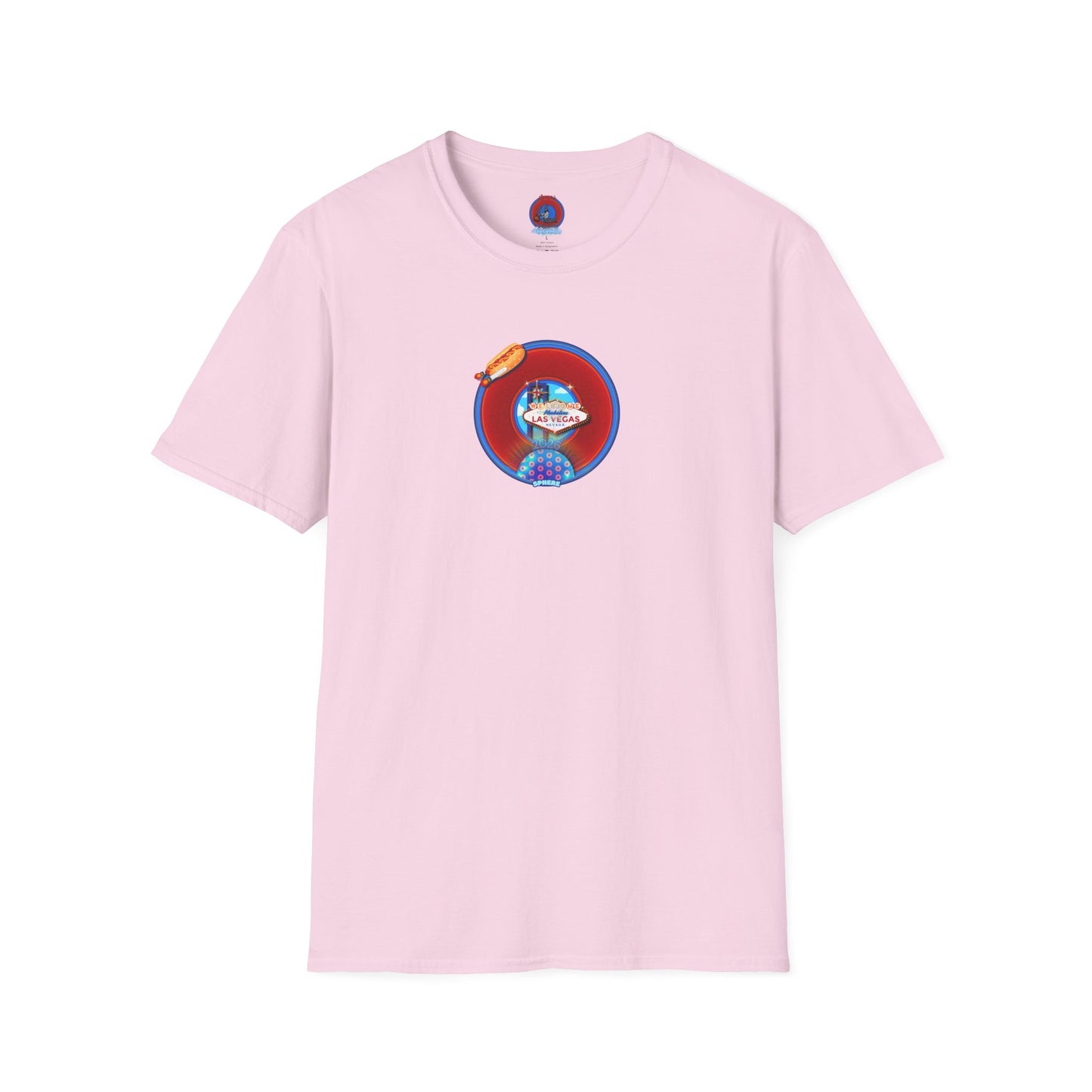 Classic Donut Tee - Unisex Soft-Style - "Viva Las Vegas Donut" -  vivid red donut w/raw dogger - variant 4