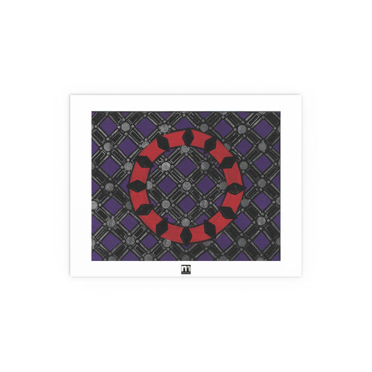 Matters Artwork - "Red Donut/Thatch Pattern/Purple Background" - Poster Nut Print - 11" x 14"