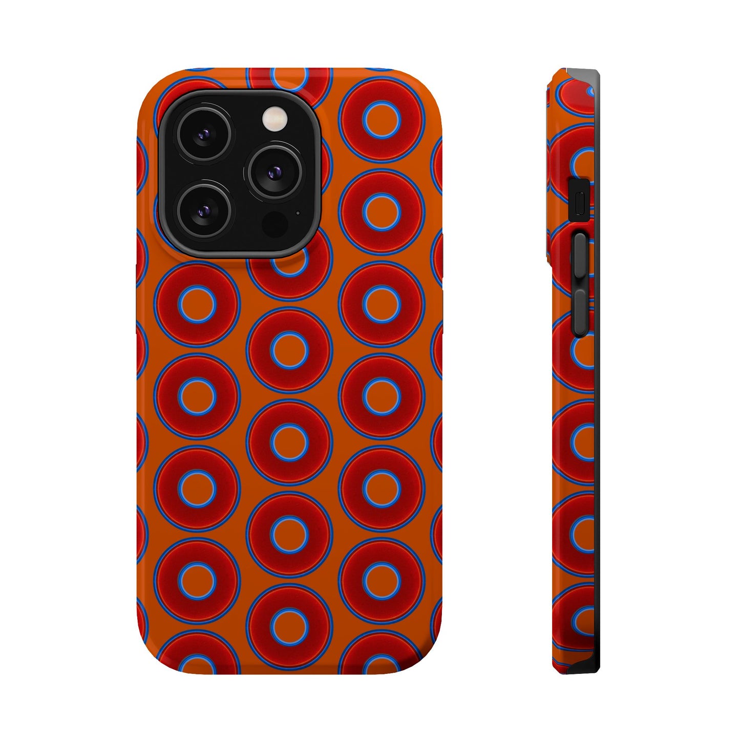 Magnetic Tough Donut Case - red vivid donut print w/dark orange background