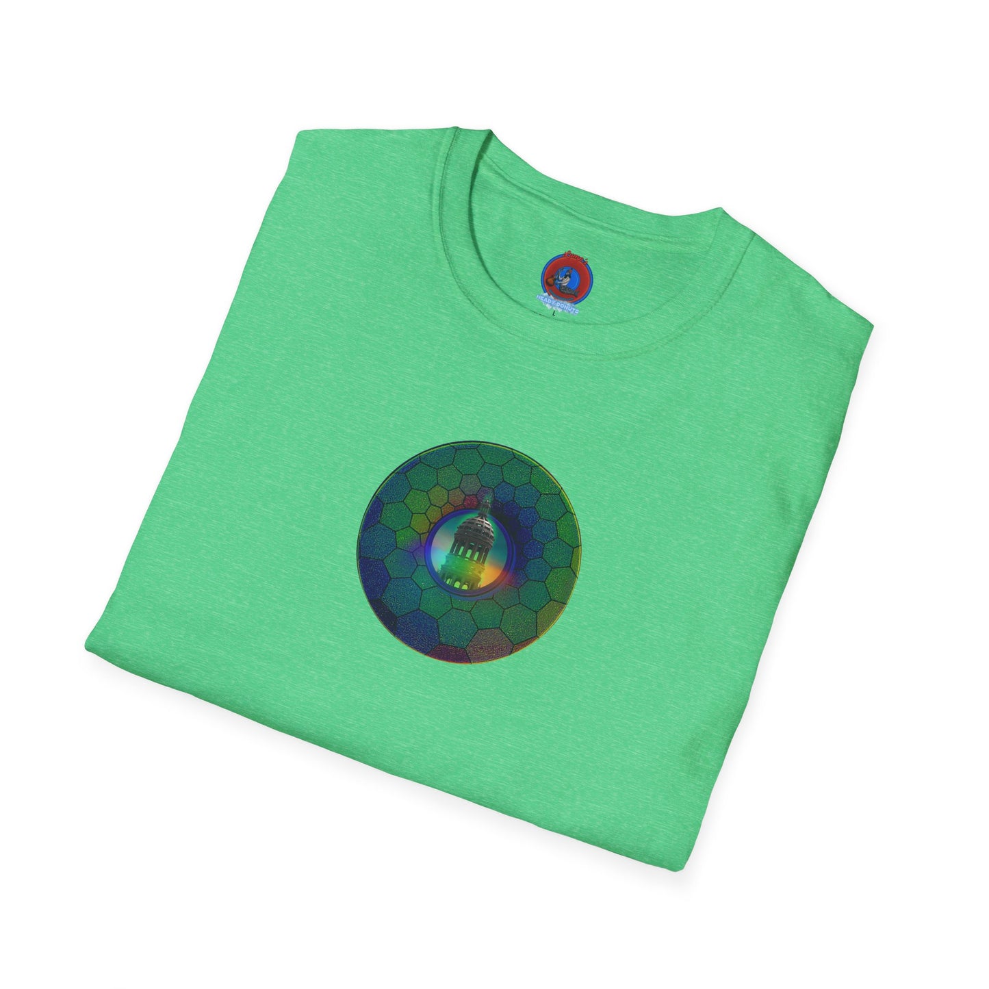 Classic Donut Tee - Unisex Soft-Style - "Save the Mondegreen City Hall Clock Tower" - hexadonut - series 1.0 -variant 1 - green donut