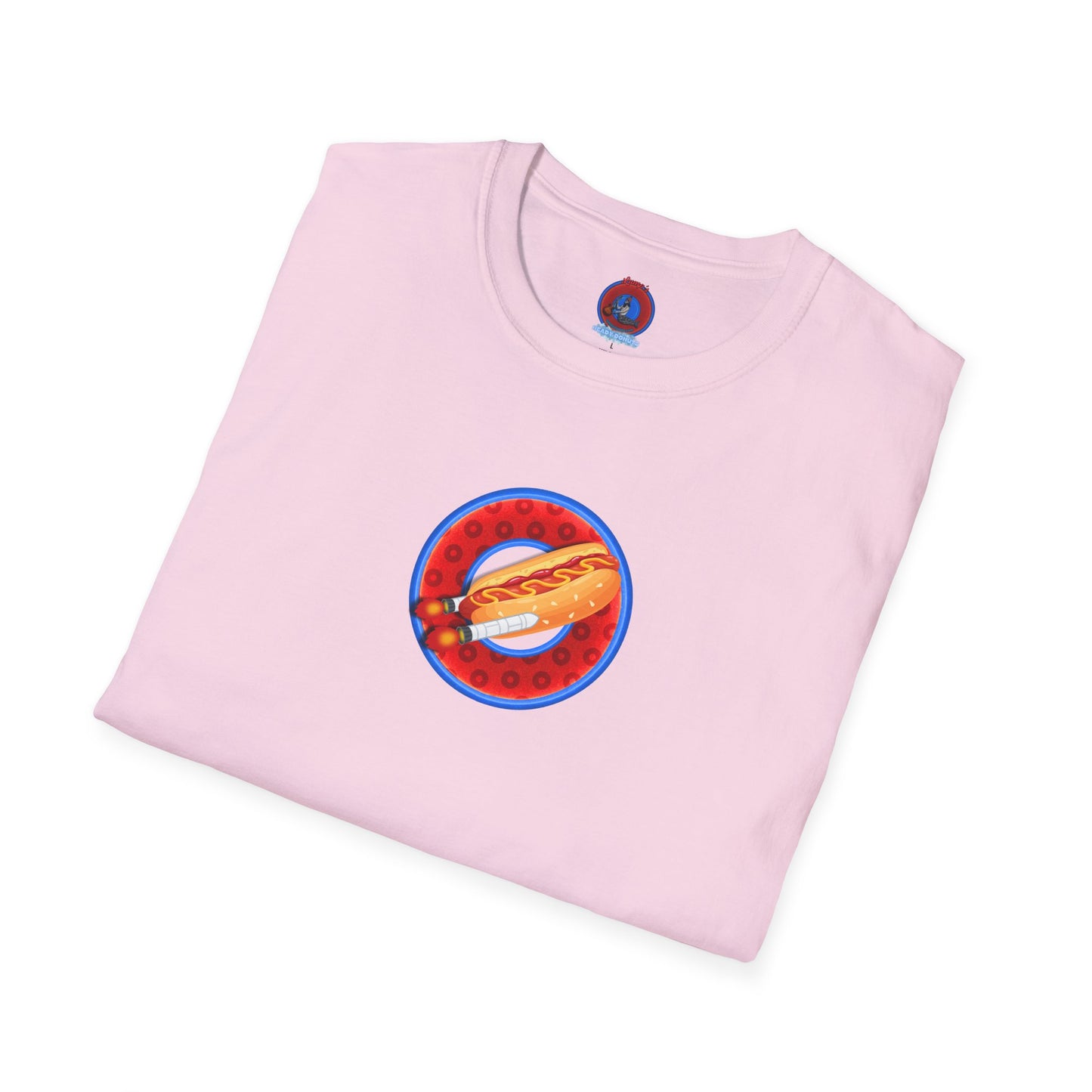 Classic Donut Tee - Unisex Soft-Style - "Viva Las Vegas Donut" -  red paradox donut w/raw dogger - variant 2