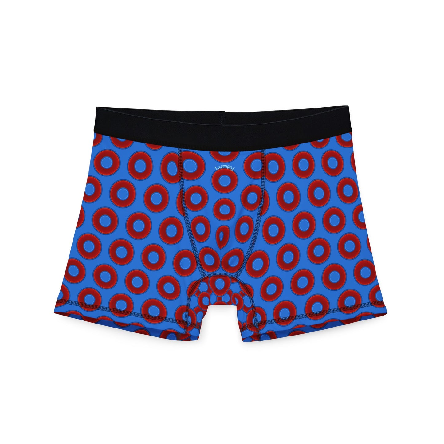 Men's Donut Boxers - red vivid donuts w/light royal blue background