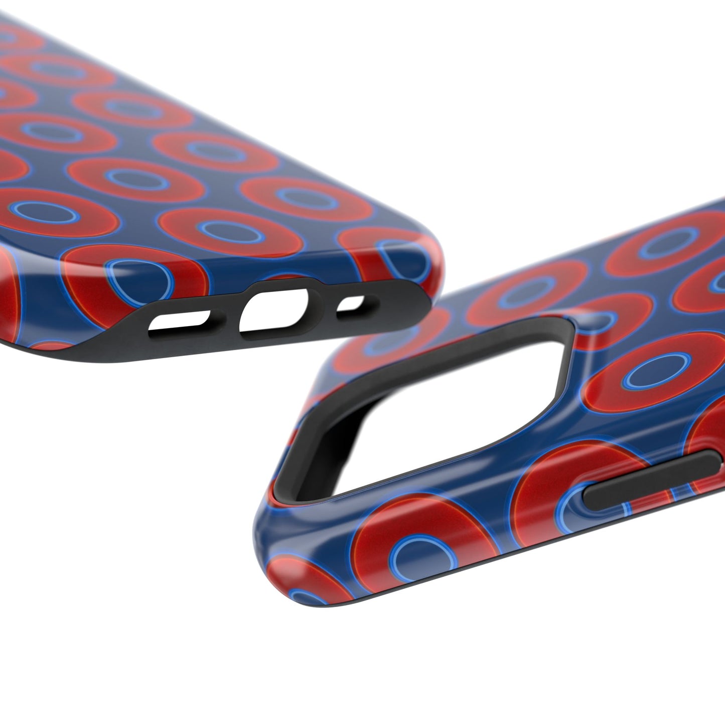 Magnetic Tough Donut Case - red vivid donut print w/Atlantic navy blue background