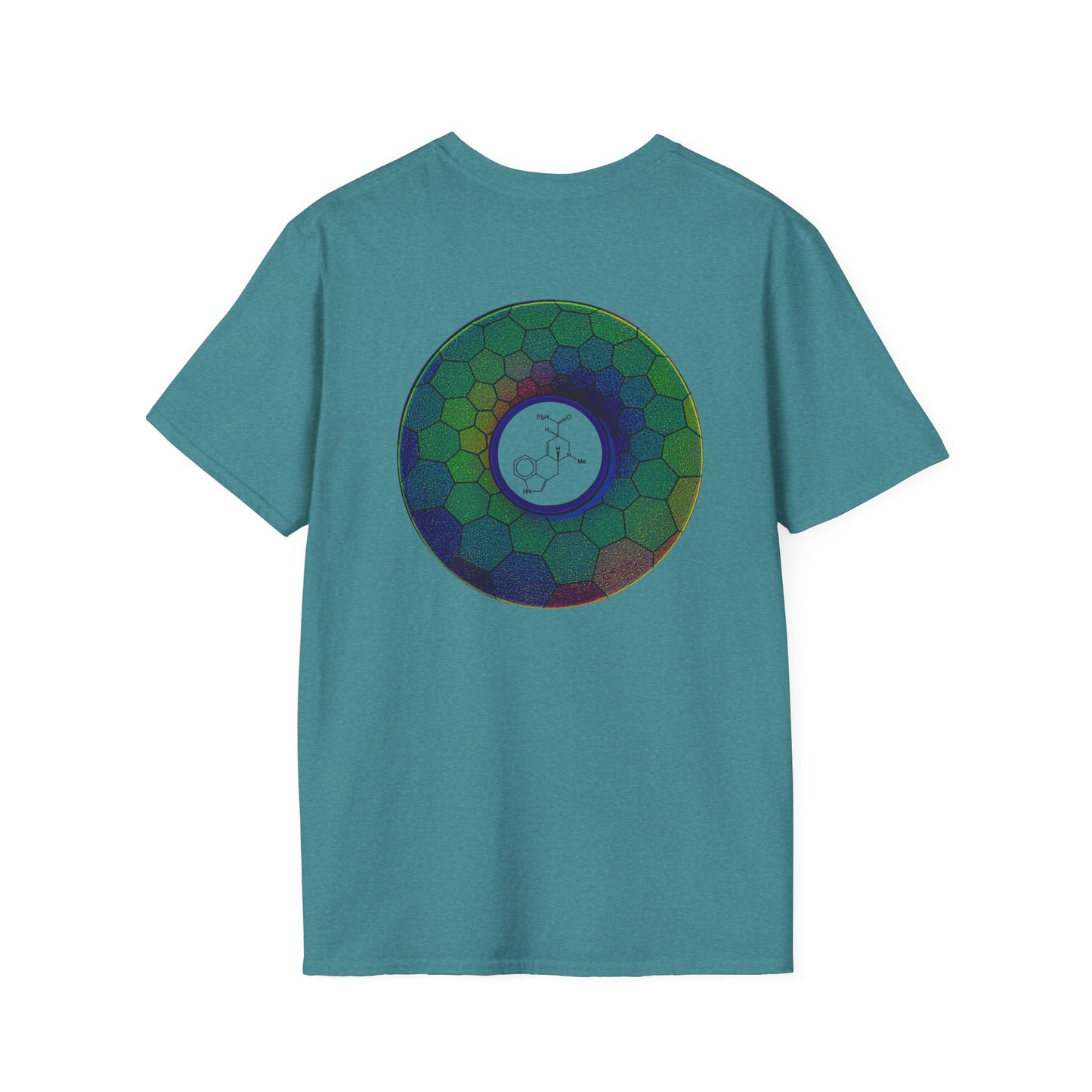 Classic Donut Tee - Unisex Soft-Style - "Dr. Albert Hofmann's Favorite Donut" - series 1.0  - variant 1 - green hexadonut
