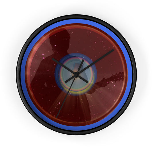 Lumpy Wall Clock - "Unofficial Donut Clock of Bowie MD" dark red vivid space donut w/royal blue background