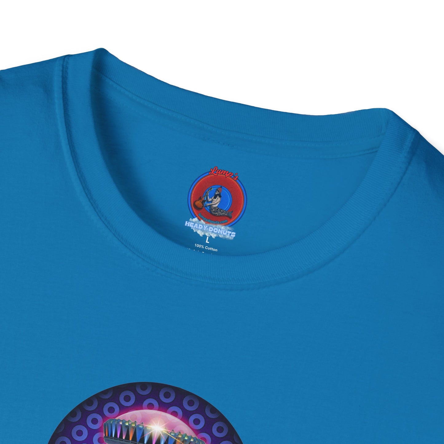 Classic Donut Tee - Unisex Soft-Style - "Donuts now Served on the Mothership" - series 1.0  - variant 5  - purple/violet paradoxical donut