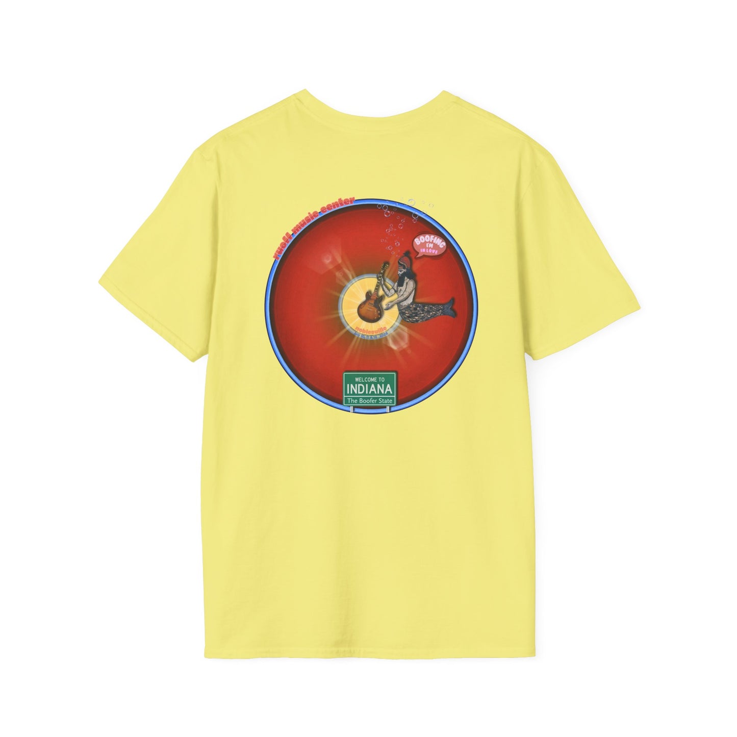 Classic Donut Tee - Unisex Soft-Style - "Indiana is for Boofers" - vivid red/blue plumpy donut - variant 1 - w/toppings