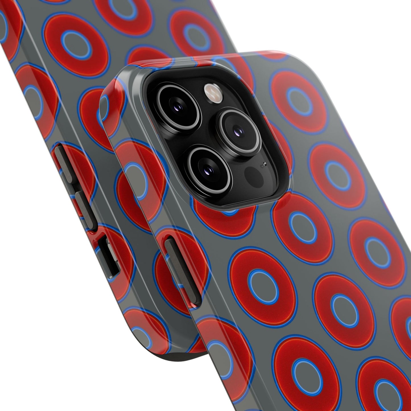 Impact-Resistant Lumpy Donut Case - red vivid donut print w/dark gray background