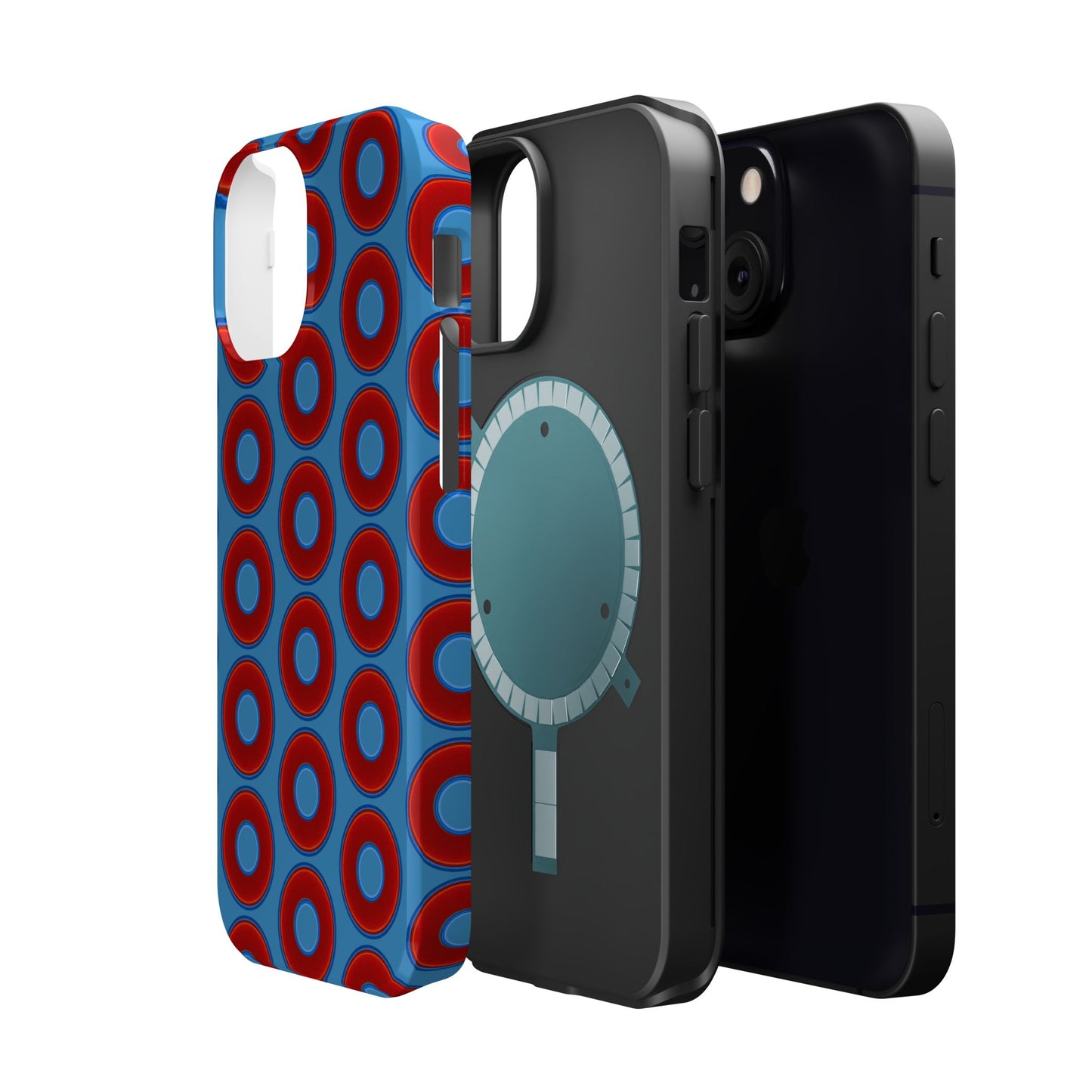 Magnetic Tough Donut Case - red vivid donut print w/light steel blue background