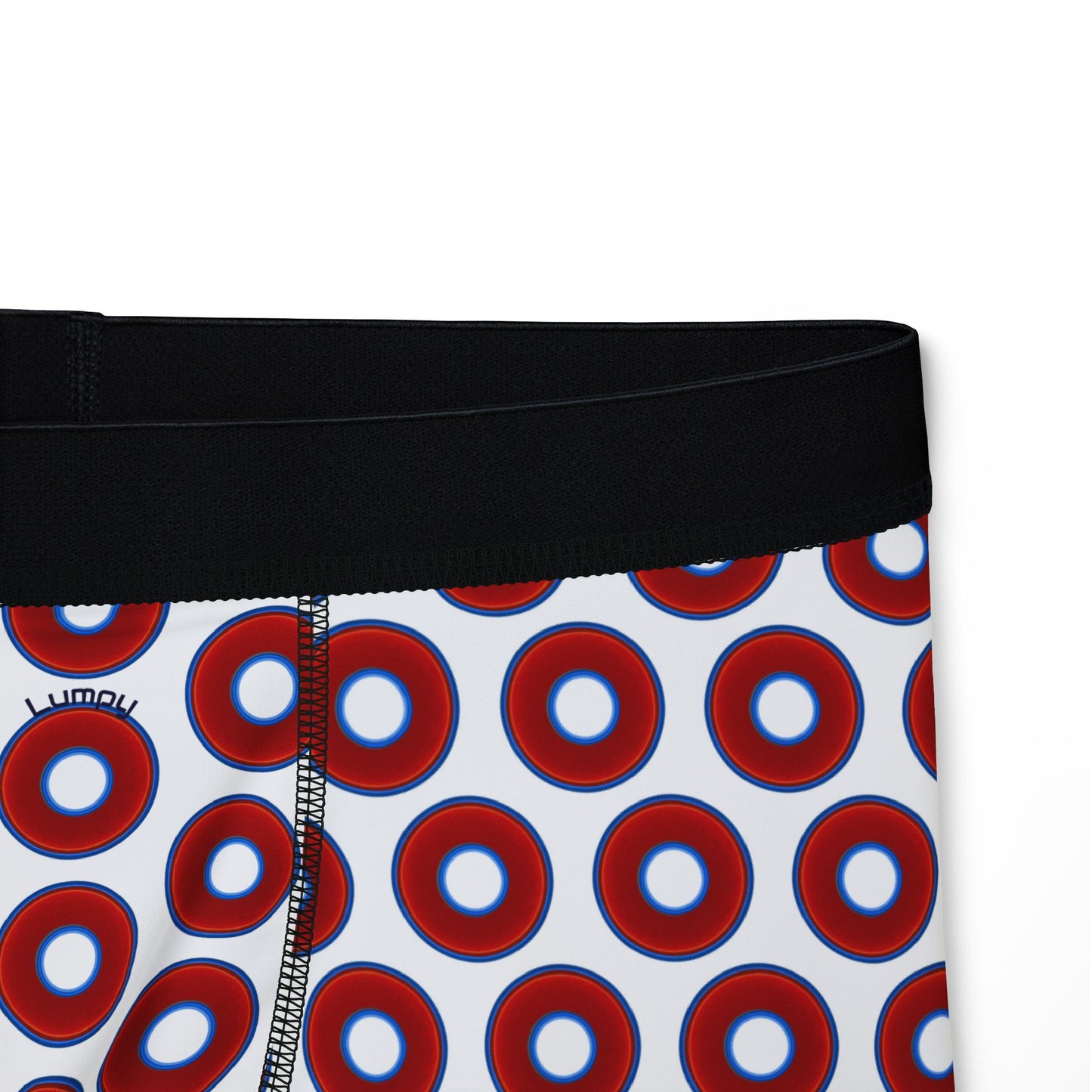 Men's Donut Boxers - red vivid donuts w/white background