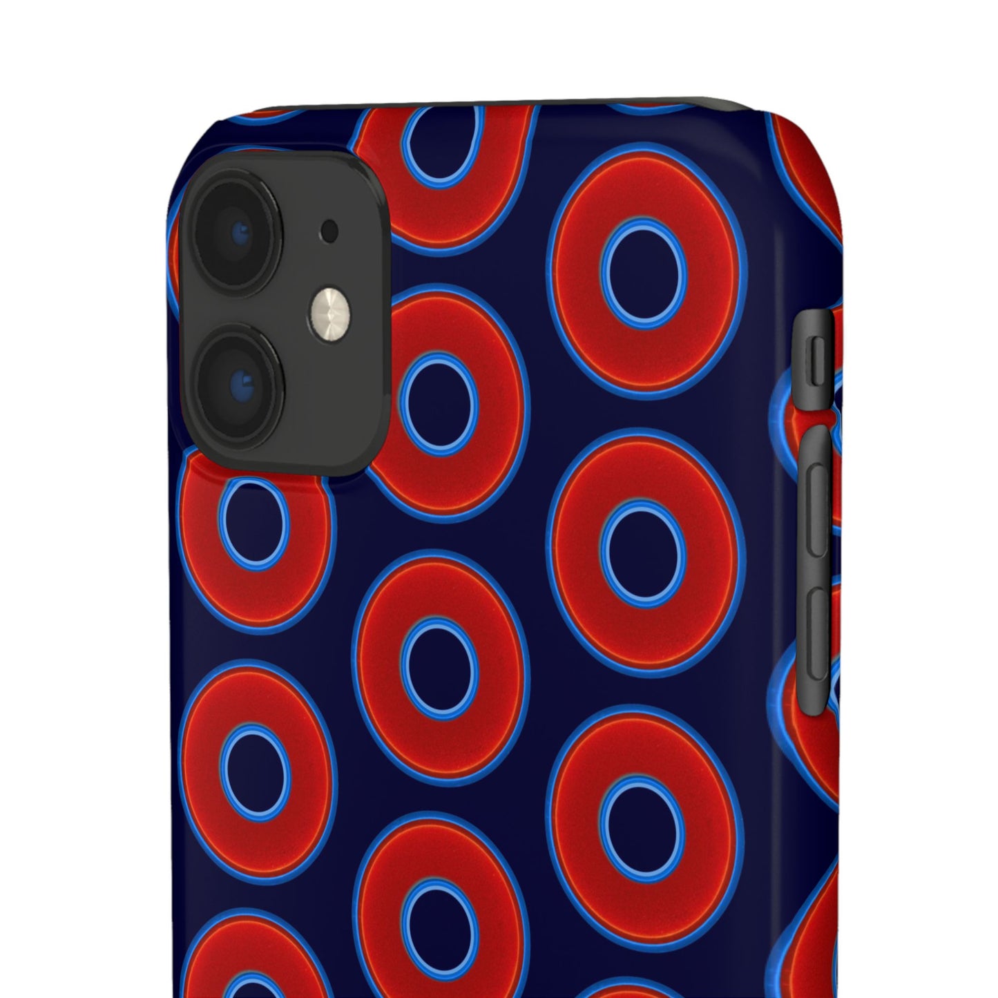 Lumpy Donut Snap Case - red vivid donut print w/midnight blue background