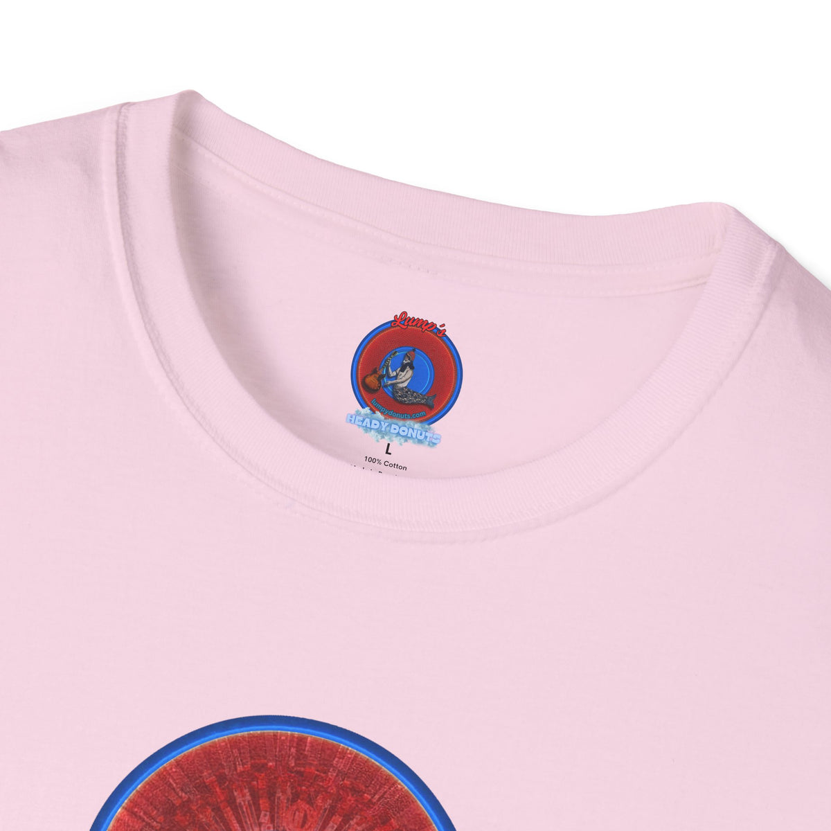 Classic Donut Tee - Unisex Soft-Style - "Graphic Translation Tee Shirt" - vivid red/blue tube donut - variant 1