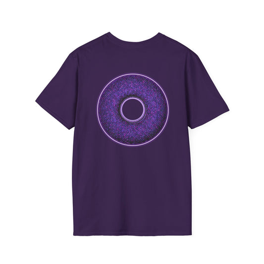 Classic Donut Tee - Unisex Soft-Style - "Plain Pixilated Donut' - purple/light purple pixilated afterglow donut