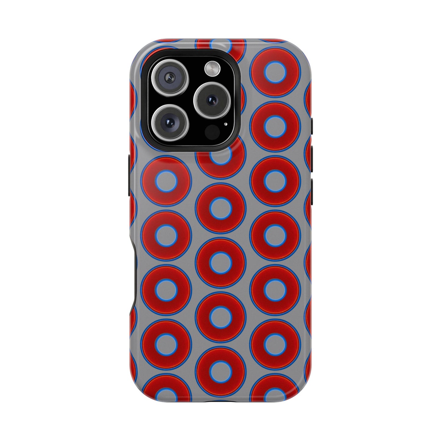 Magnetic Tough Donut Case - red vivid donut print w/gray background